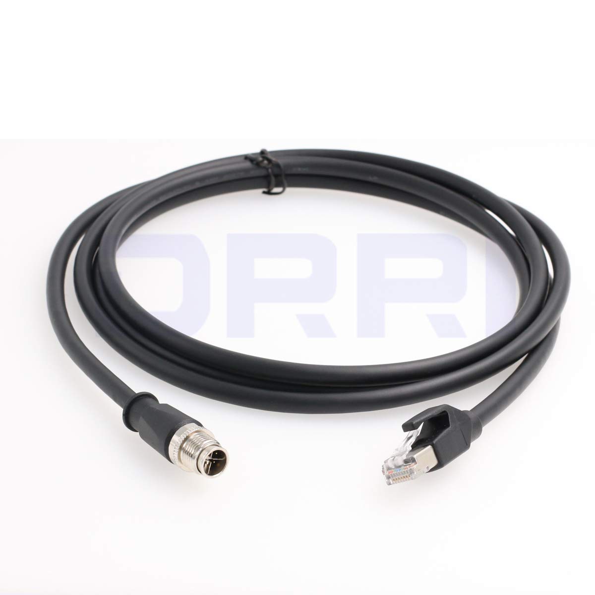 DRRI M12 X吊りひも 8極 RJ45イーサネット Cat6有線テレビ 加工網状組織適用業務用 (5M)