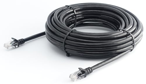 LANケーブル 50m 屋外用 CAT6 PoE対応 30年の屋外耐候性PE(ポリエチレン)2重被覆 安心の国内ブランド カテゴリ6 高速1Gbps 1000BASE-T 防水 紫外線 業務用 耐候性 (黒) - KC-12976|T.M.Bストア