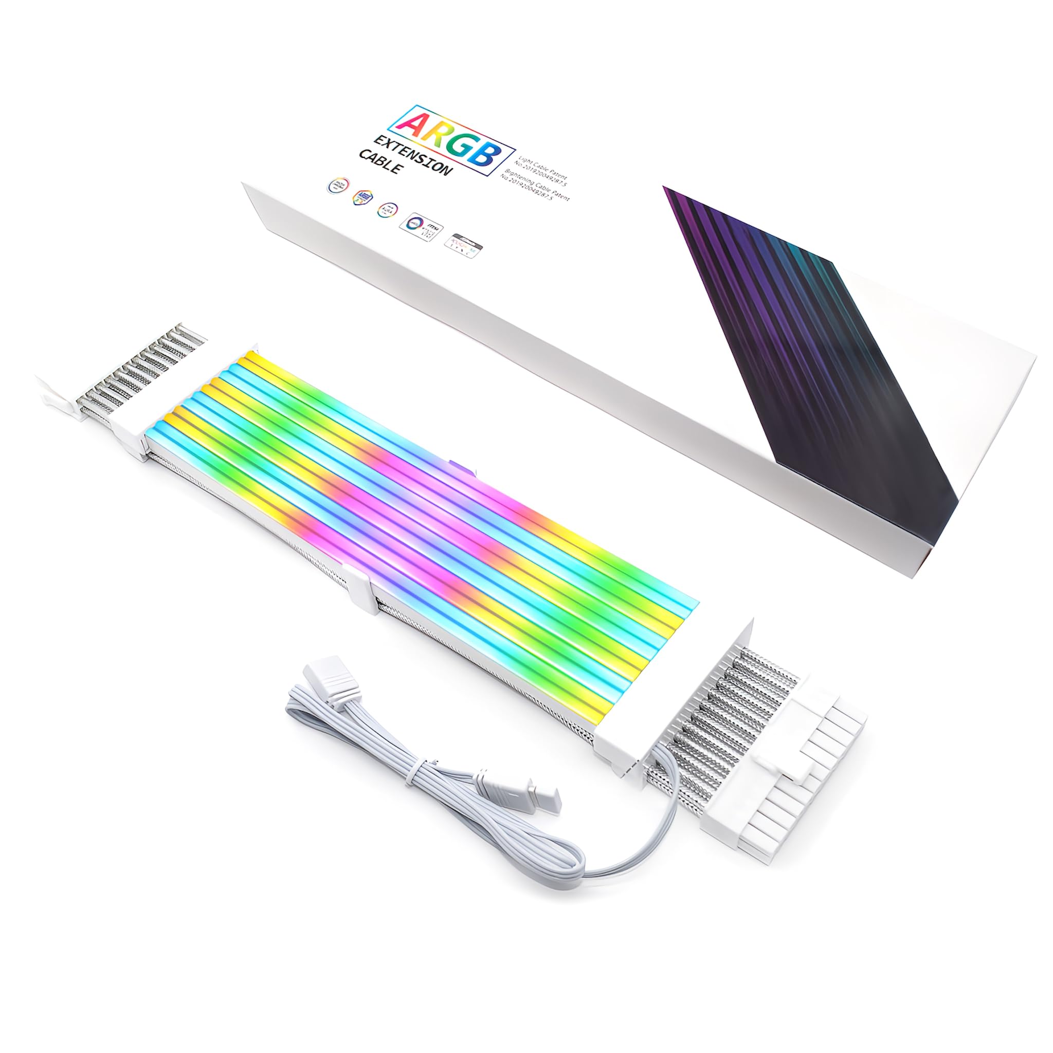 【スモールラボ】LED ARGB 5v 3pin スリーブケーブル 延長ケーブル 30cm 電源 ゲーミング (24pin)