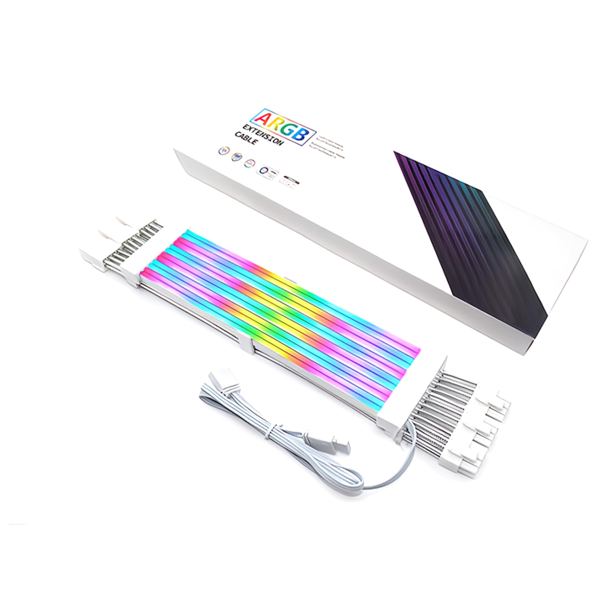 【スモールラボ】LED ARGB 5v 3pin スリーブケーブル 延長ケーブル 30cm 電源 ゲーミング (8pin×3→8pin×3)