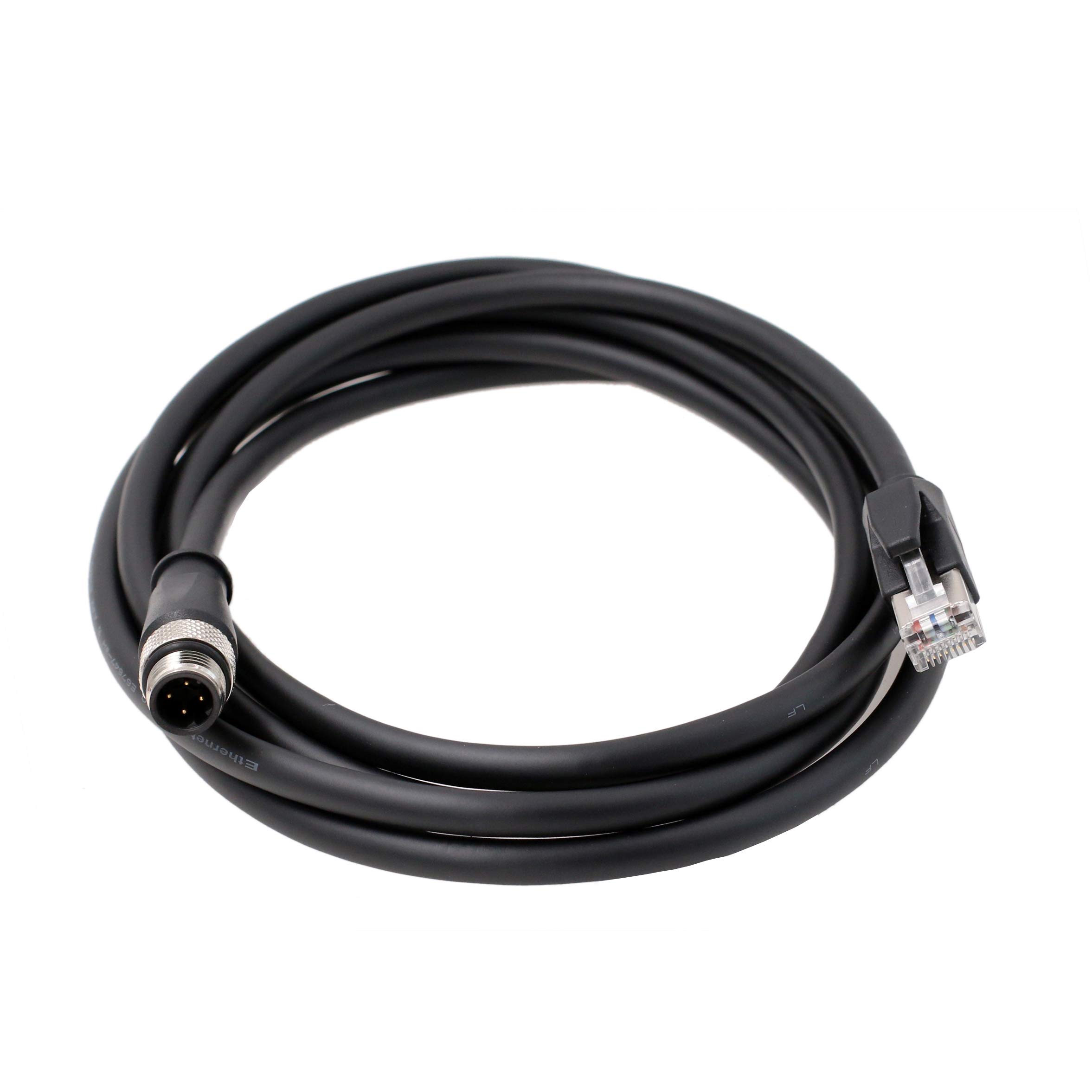 High Flex M12 4ピン Dコード オス - RJ45 イーサネット シールド Cat6 ケーブル 産業機械 カメラ ネットワーク ロボット エンコーダー センサー (2m)｜T.M.Bストア