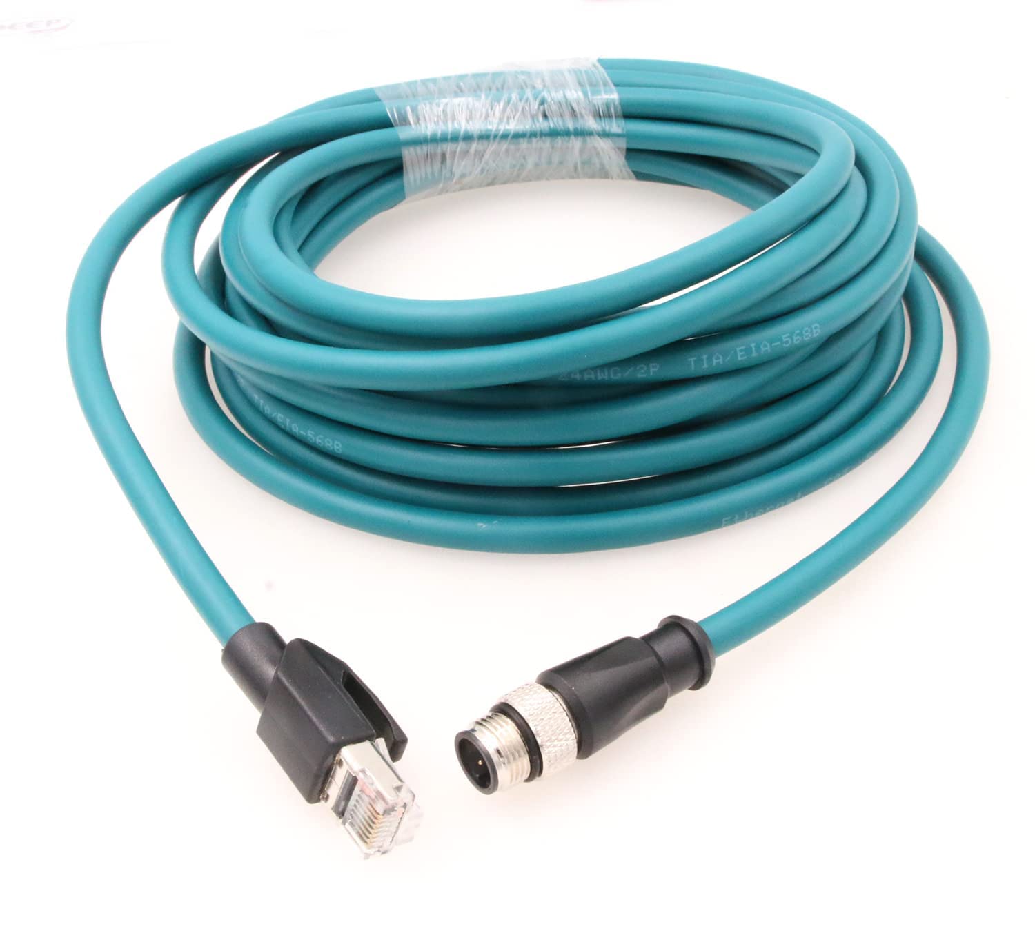 M12 4ポジションDコードオス→RJ45 Cat5eイーサネット防水ケーブル 産業現場ワイヤラブル機械センサーカメラ (2M)