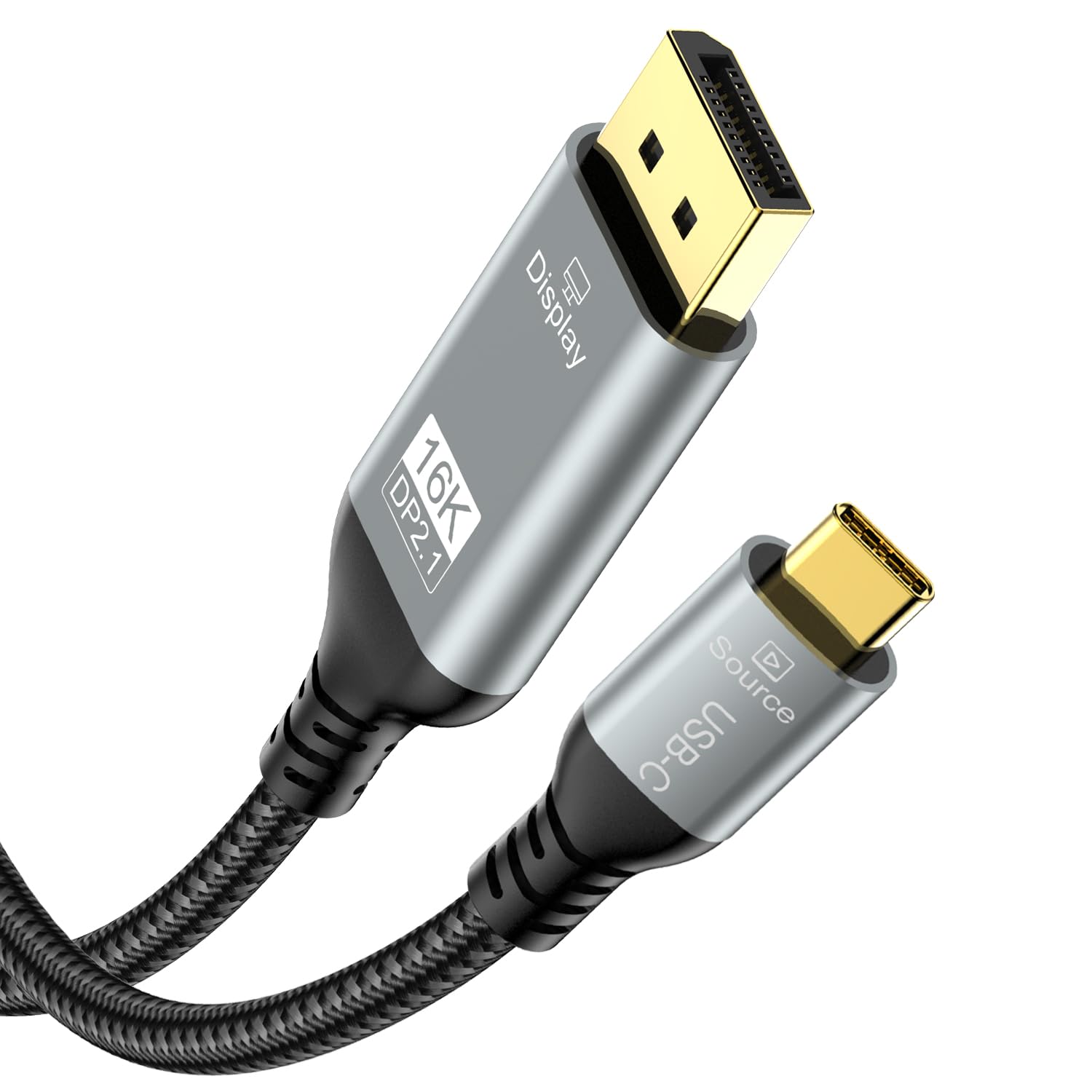 Angusplay 16K USB-C DisplayPort 取り替えっこ有線テレビ 2M 8K 40Gbps Thunderbolt 4/3 Type-C DisplayPort2.1 ディスプレーポートケーブル iPhone 16/15 MacBook Pro iPad Mac Mini Surface Go XPS Chromebook Galaxy S24 他相応う 黒いこと