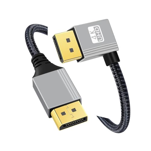 CY 左角度 DisplayPort DP - DP ケーブル 4K 60hz ケーブル シルバー スリーブ Ultra-HD UHD 90 度 デスクトップ ノートパソコン モニター グラフィック カード用 (100cm)