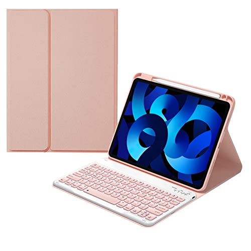 iPad 10 2022 iPad A16 2025 キーボードケース Apple Pencil 収納 丸いキー 球状くぼみ 入力しやすい 第10世代 キーボード カバー 分離式 マグネット Bluetooth カラーキーボード,ピンク