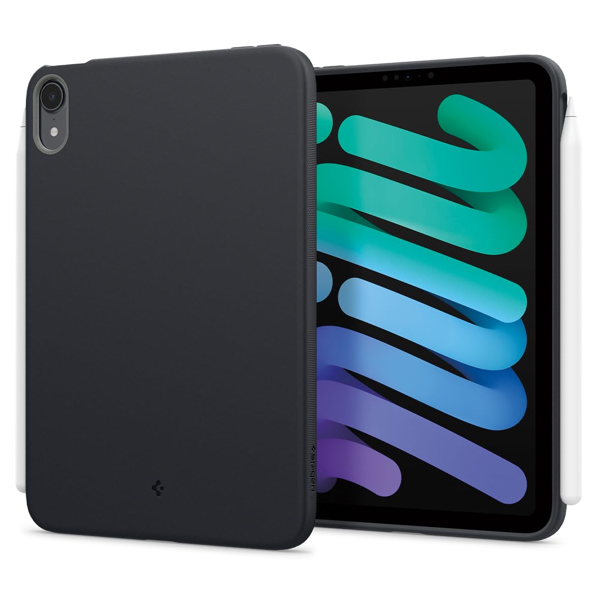 Spigen iPad mini 7(A17 Pro, 2024年, 第7世代)/ iPad mini 6(2021年, 第6世代)対応ケース Apple Pencil付着可能 耐衝撃 スリム タブレットカバー ‐ ナノポップ ACS09230(ブラック・セサミ)|T.M.Bストア