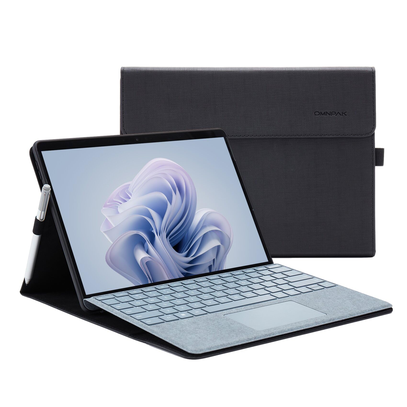 Omnpak Microsoft Surface Pro 11 / Surface Pro 10 (2024) / Surface Pro 9(2022) 容れもの マイクロソフト 専用防御すること取りまかなう 境界線の外側内蔵防御すること 多視角 照明ランプ 鍵盤を納める能力のある軽さ 薄型 書きもの保持者付き添い人 PU スマー