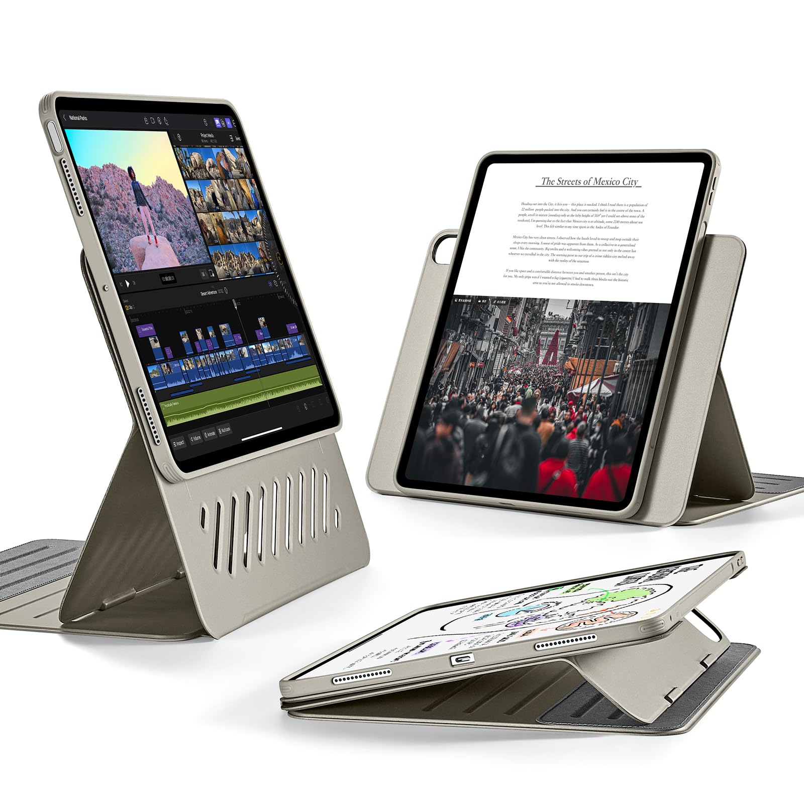 ESR iPad Air 11インチ ケース (M3/M2、2025/2024) iPad Air 第5/4世代 (2022/2020)専用カバー 取外し可能なマグネットカバー付き回転式ケース 縦/横向きスタンド 9段階の角度調節 Pencil Pro/USB-C完全対応 Shift|T.M.Bストア
