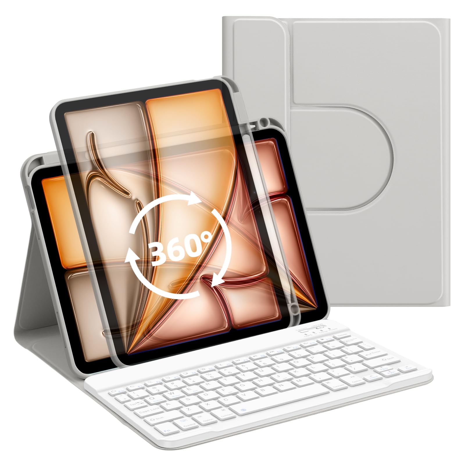 2025 iPad Air第7時人(M3)\u00262024 Air第6時人(M2) 11in当て嵌める 鍵盤 容れもの iPad Air 4th/5th/iPad Pro 11 1st/2nd/3rd/4th通じる 一台三用 横置き 縦置き 分け隔てる式容れもの 無線電話 鍵盤付き添い人押しかぶせる 豪然たる磁 スマートフォン・タブレット-ケース・カバー-スマートフォン・携帯電話アクセサリー
