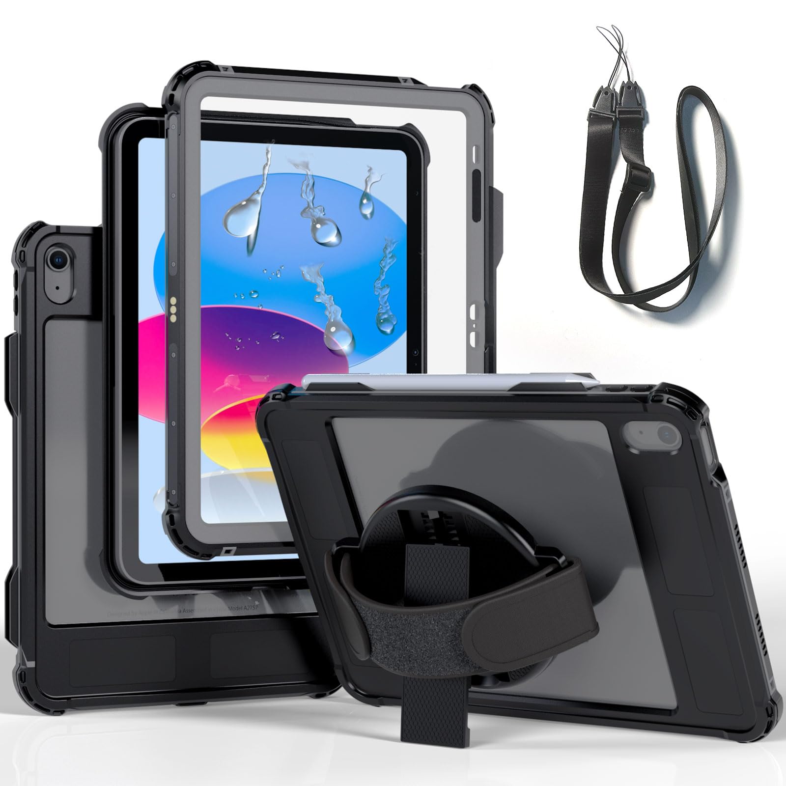 VITOMOSS iPad 第11/10世代 用 ケース iPad（A16）11インチ 2025/10.9インチ 2022通用 防水 衝撃吸収 米軍MIL規格 全面保護 完全防水 防雪 防塵 360度回転 アウトドア 滑り止め 手持ちやすい 頑丈 耐衝撃ス