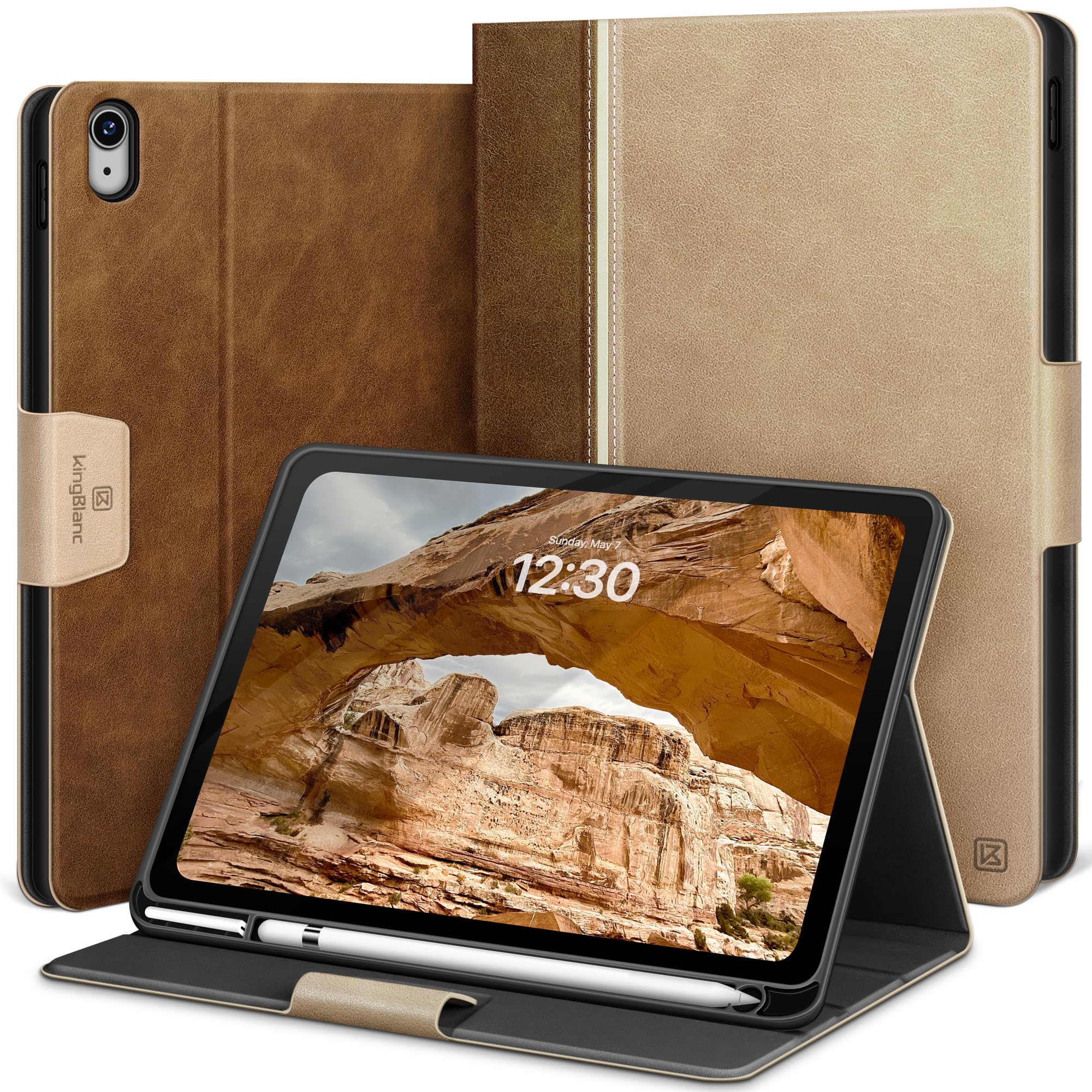 KingBlanc iPad 11世代 (A16) ケース 2025 11インチ・iPad 10世代 カバー 10.9インチ 2022 手帳型 ペン収納 高級PUレザー製 オートスリープ 絵描き角度 ペンホルダー付き スタンド機能 キズ防止 全面保護,