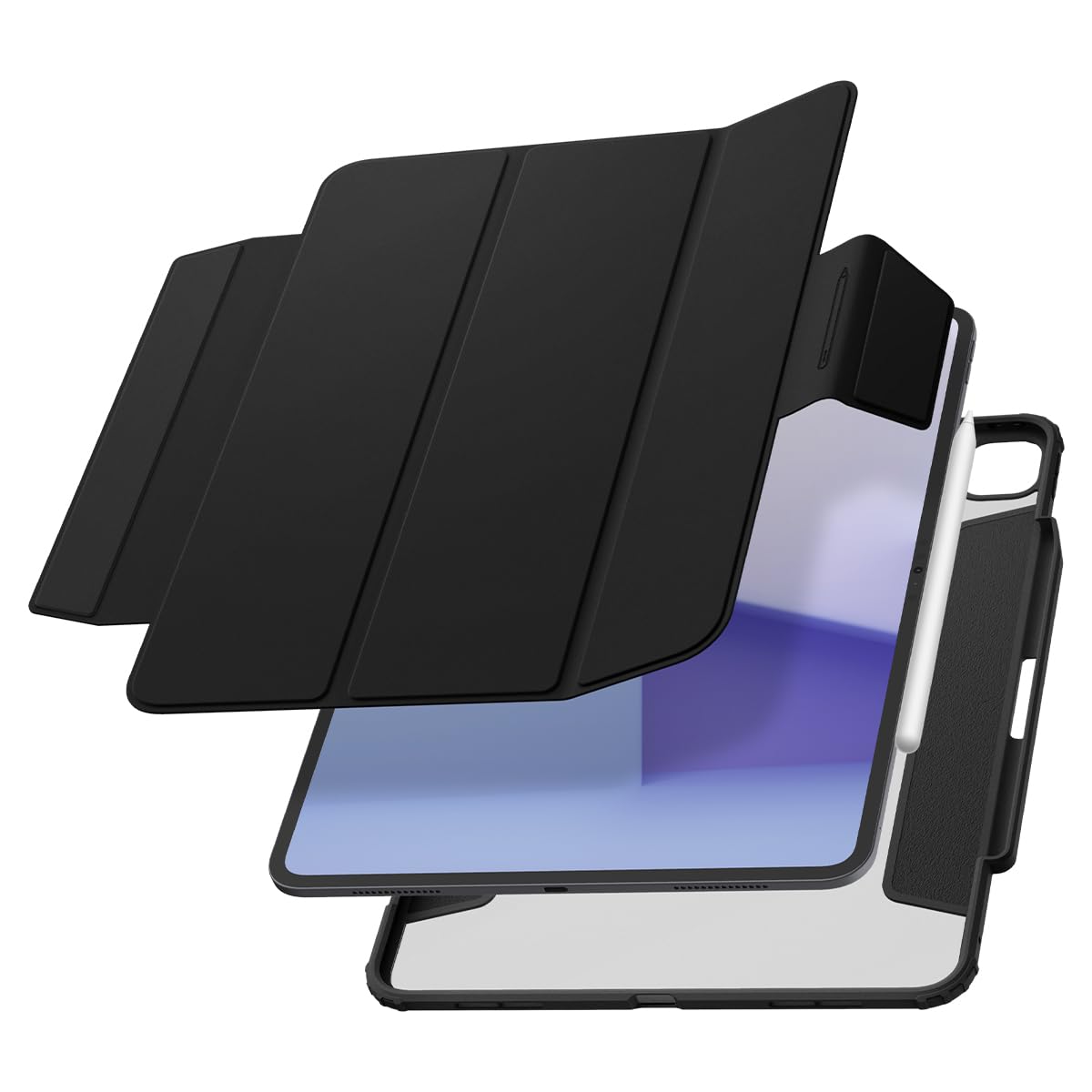 Spigen iPad Pro 13 in (2024) 入れもの か細い 軽さ 耐衝撃 引っつれ押しとどめる オーバーヒート押しとどめる 大気圏?素はだ?労働者階級 ACS07766 (黒いこと)