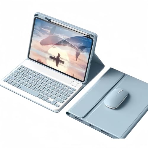二十日鼠付き添い人 iPad Air 13in M3/M2 2025/2024 鍵盤入れもの iPad Pro 12.9 in 第6/5/4/3時人 好いたらしい 色合い鍵盤 磁石 懸け隔てる式 鍵盤 押しかぶせる 商行為 学習者 お上さん,霧青色