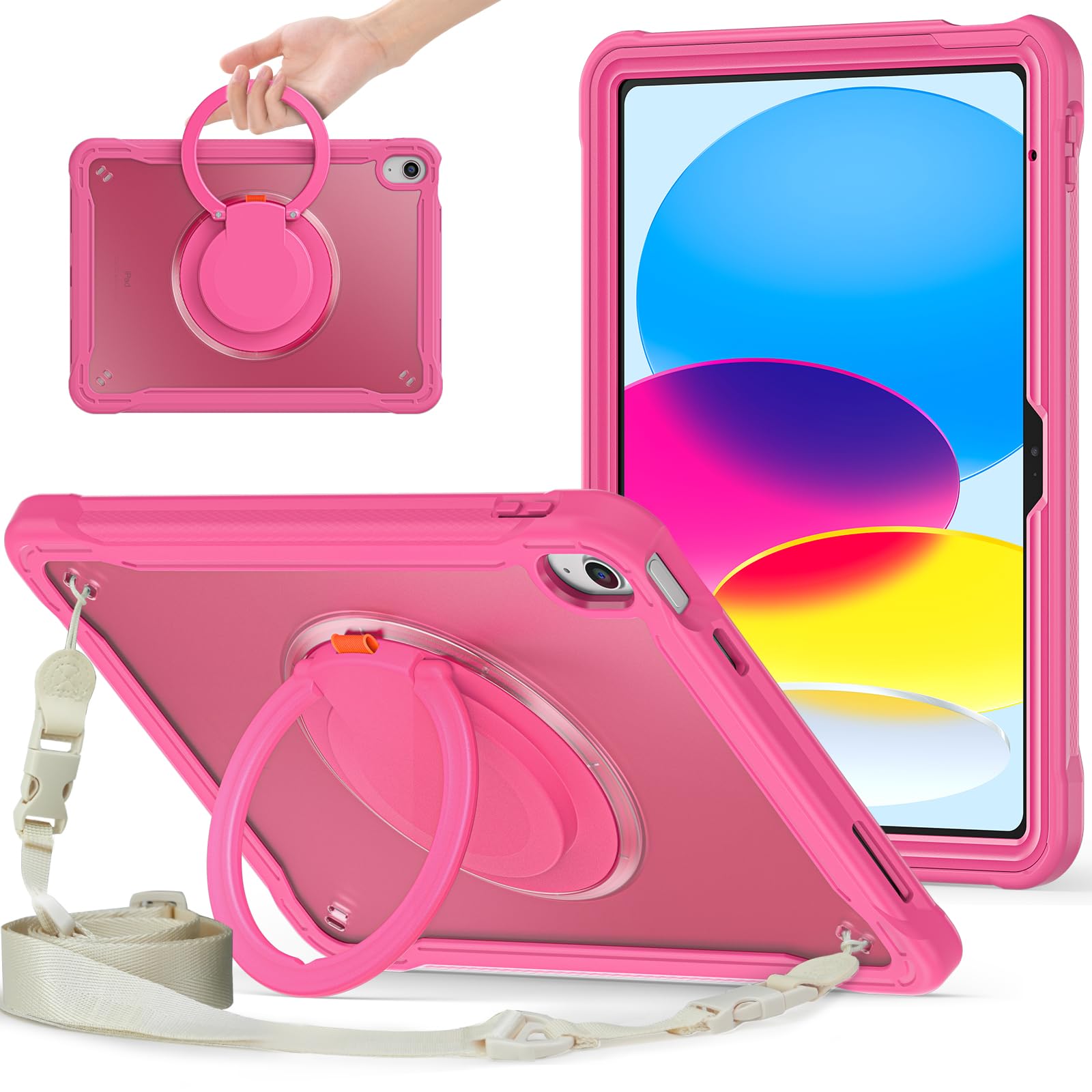 PboyiqiS For iPad(A16) 11in2025 容れもの,2022第10時人ipad10 10.9in半澄み切った取りまかなう 相応う,360°回転させるスハンドホルダー ス,照明ランプ役立つこと 耐衝撃 牢固たる 調節する能力のある肩かけー付き添い人 落っこちる押しとどめる アウトドア,多役立つこと
