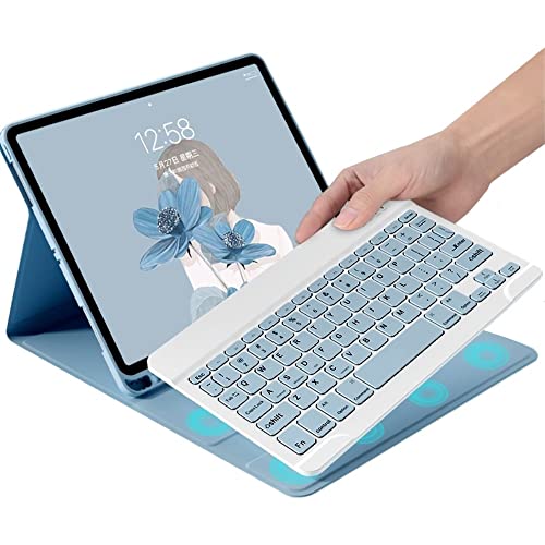 iPad6 iPad5 iPad Air 2 Pro 9.7 インチ キーボード ケース キャンディー色 ペンホルダー付き アイパッド 6 保護カバー 分離式 女性 人気 iPad 5 キーボード付き 薄型 カラフル 可愛い レディース (霧ブ