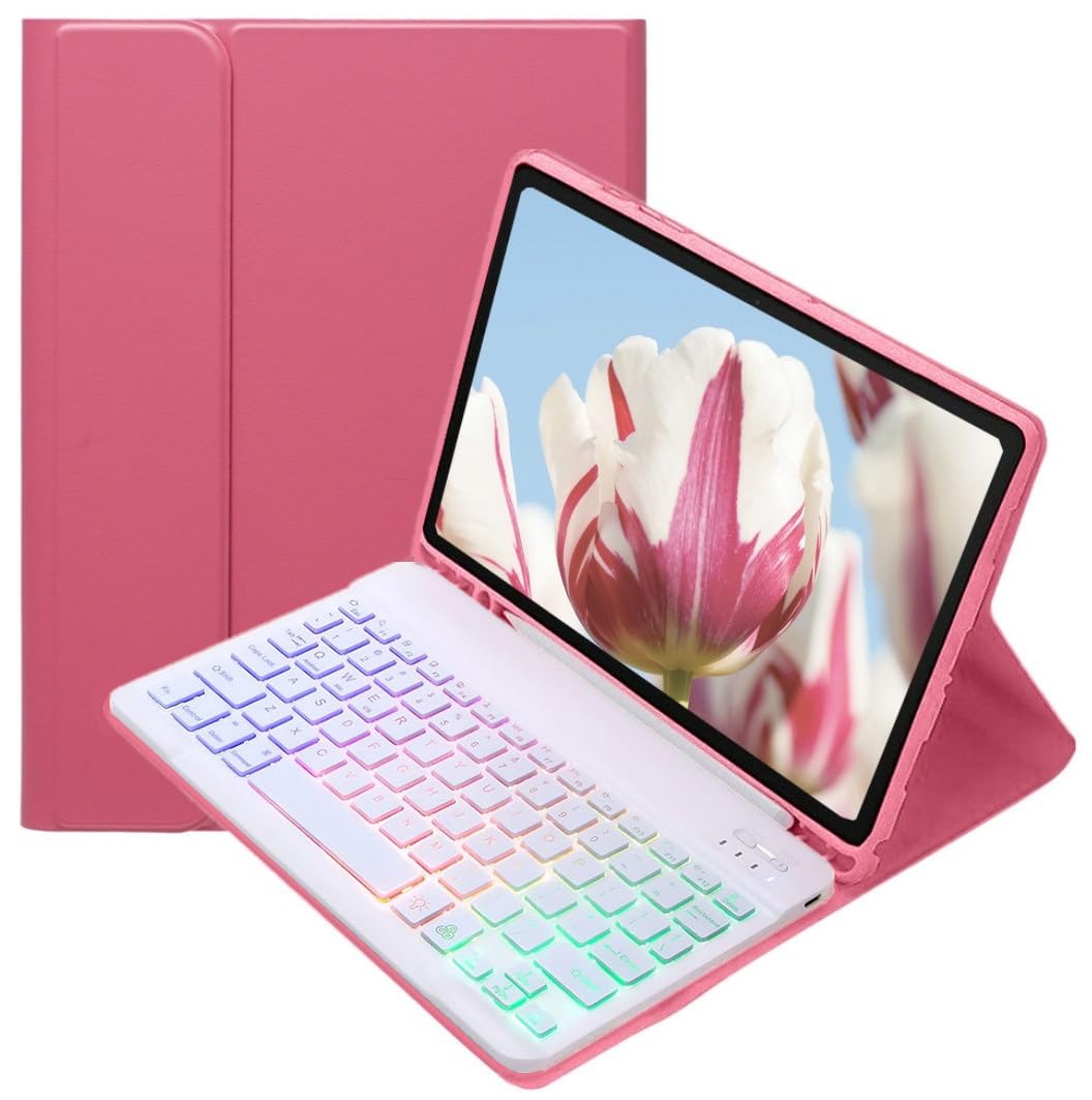 カラフルバックライト付き iPad 10.2 iPad9 iPad8 iPad7 iPadAir3 iPad Pro10.5インチ キーボードケース お洒落 可愛い バックライトキーボード ケース マグネット分離式 光るキーボード 学生 ビジネス,濃