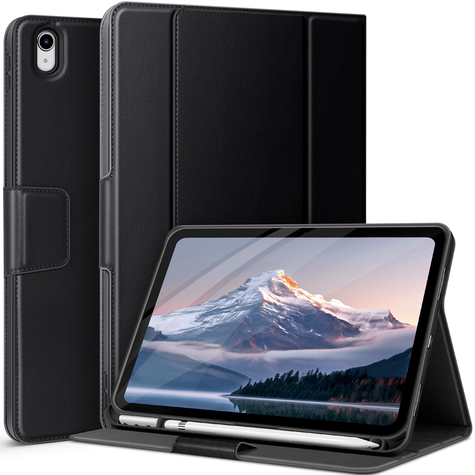 auaua iPad (A16) 第11時人 11 in 2025 容れもの iPad 第10時人 10.9in 書きもの納める2022 専用 書きもの納める Pencil Pro/USB-C物のみごとに相応う 隠し付き添い人 多角度照明ランプ 磁石開閉 オートスリープ相応う (ブラッ