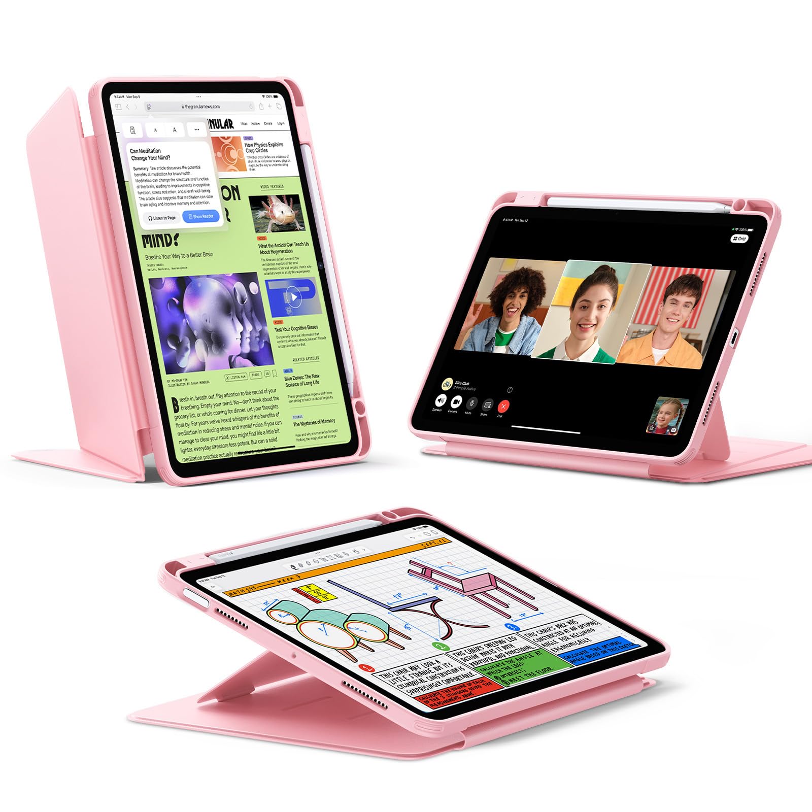 ESR iPad Air 11in 入れもの(M3/M2、2025/2024) iPad Air 第5/4時人 専用押しかぶせる(2022/2020) 書きもの納める 耐衝撃 縦横照明ランプ 自動小銃ウェイク/休止状態 Pencil Pro/USB-C相応う マルチアングルケース 11in/10.9はたご屋 スマートフォン・タブレット-ケース・カバー-スマートフォン・携帯電話アクセサリー