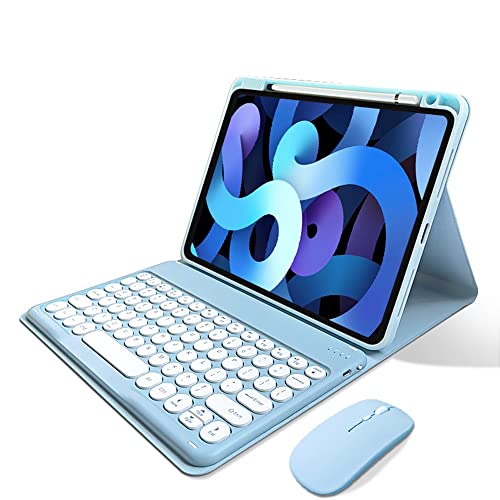 マウス付き iPad 第 9 世代 第 8 世代 第 7 世代 10.2インチ キーボードケース 丸型キー iPadAir3 iPadPro10.5 キーボード カバー Bluetooth マウス Apple Pencil 収納可能 可愛い マグネット式 ワイヤレス カ