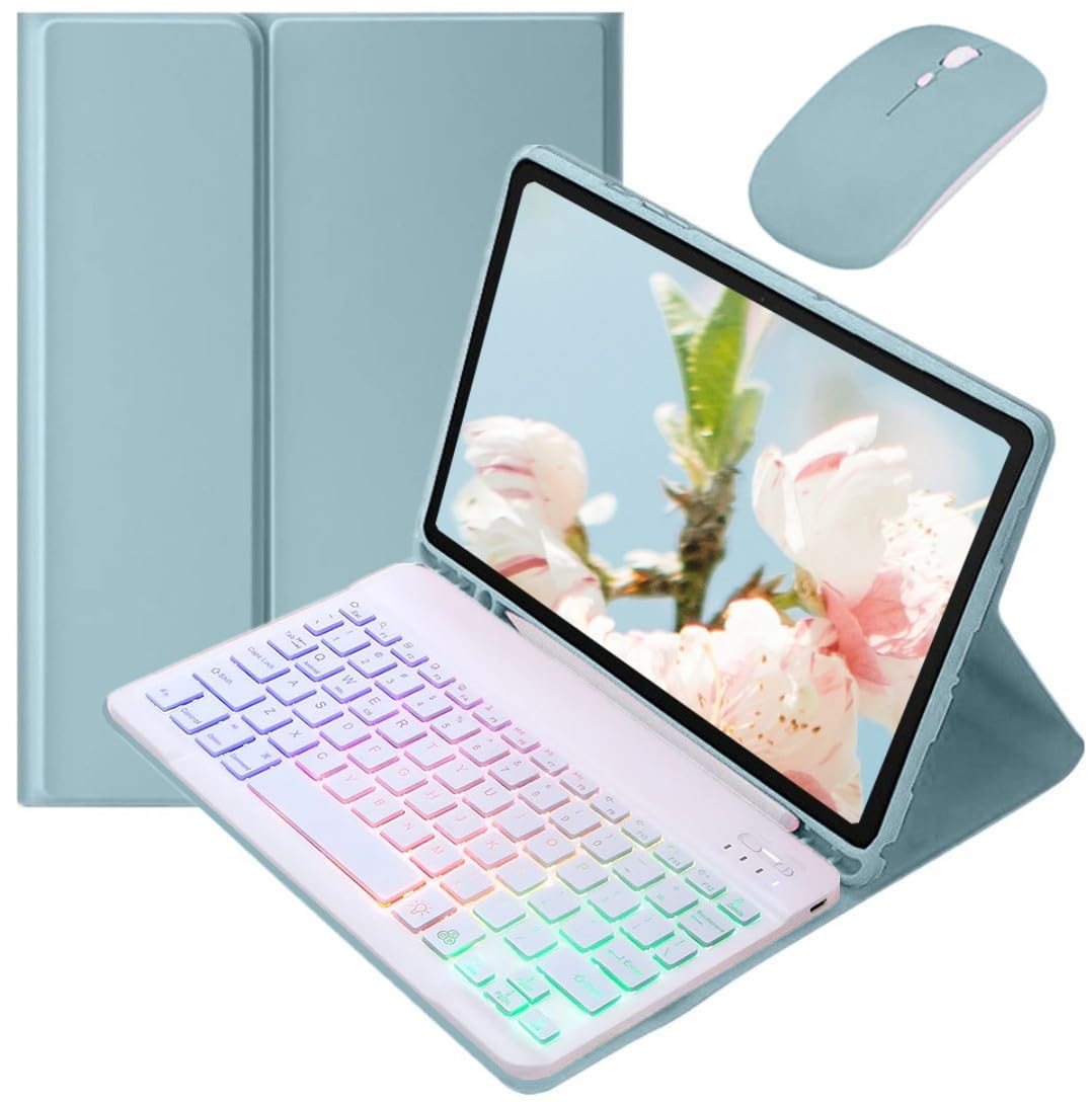 カラフルバックライト iPad Air 13インチ (M3/M2) 2025/2024/ iPadPro12.9インチ 第6/5/4/3世代 キーボードケース マウス付き お洒落 可愛い バックライトキーボード ケース マグネット分離式 学生 ビジネ｜T.M.Bストア