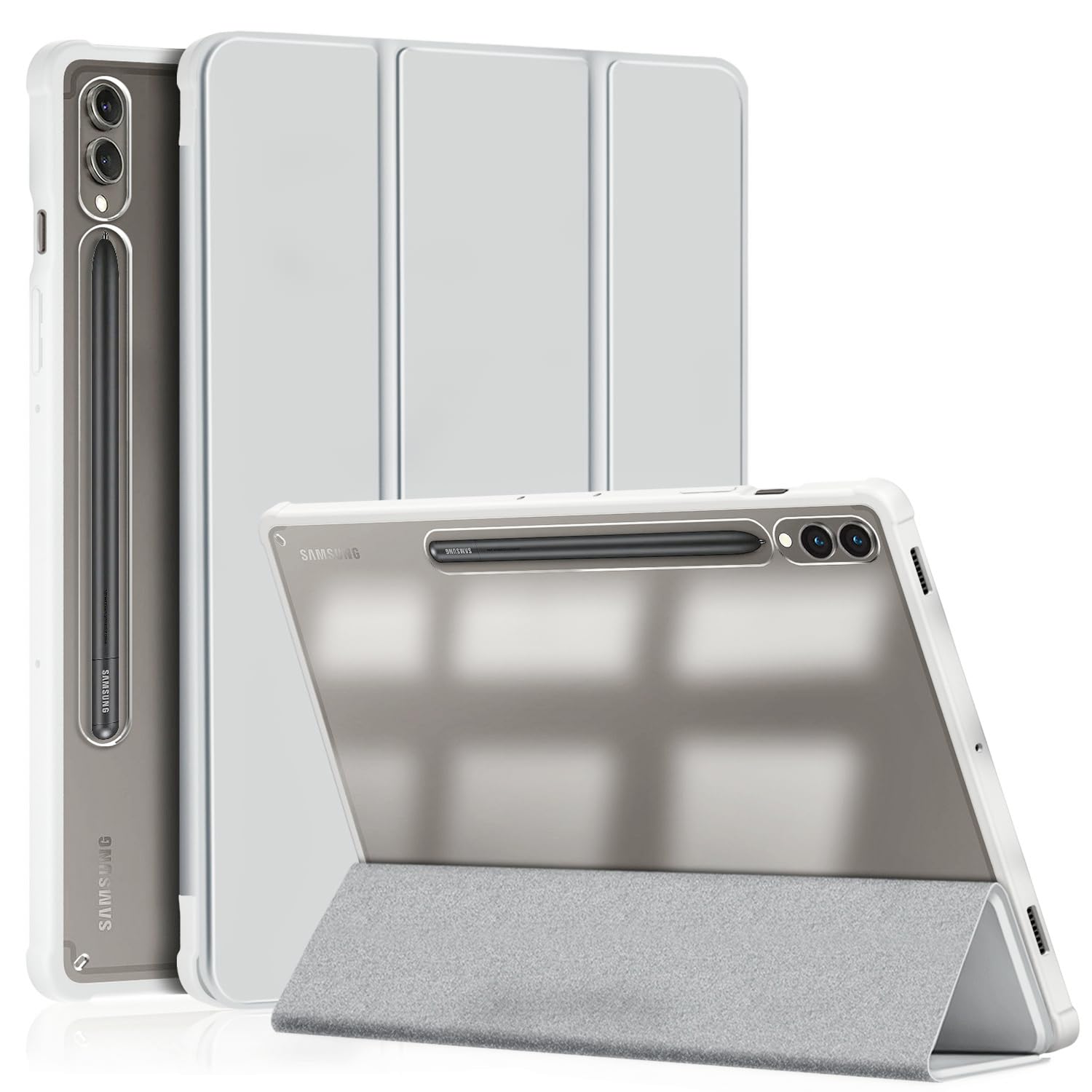 Adwnaeny 銀河系 Tab S9+ / Tab S9 FE+ 12.4in 経口避妊薬取りまかなう 澄み切った耐衝撃軽さ TPU+パソコン 落っこちる保護すること スマートオートスリープ 三つ折り書き込み保持者付き添い人 かっこ良い取りまかなう 薄墨色