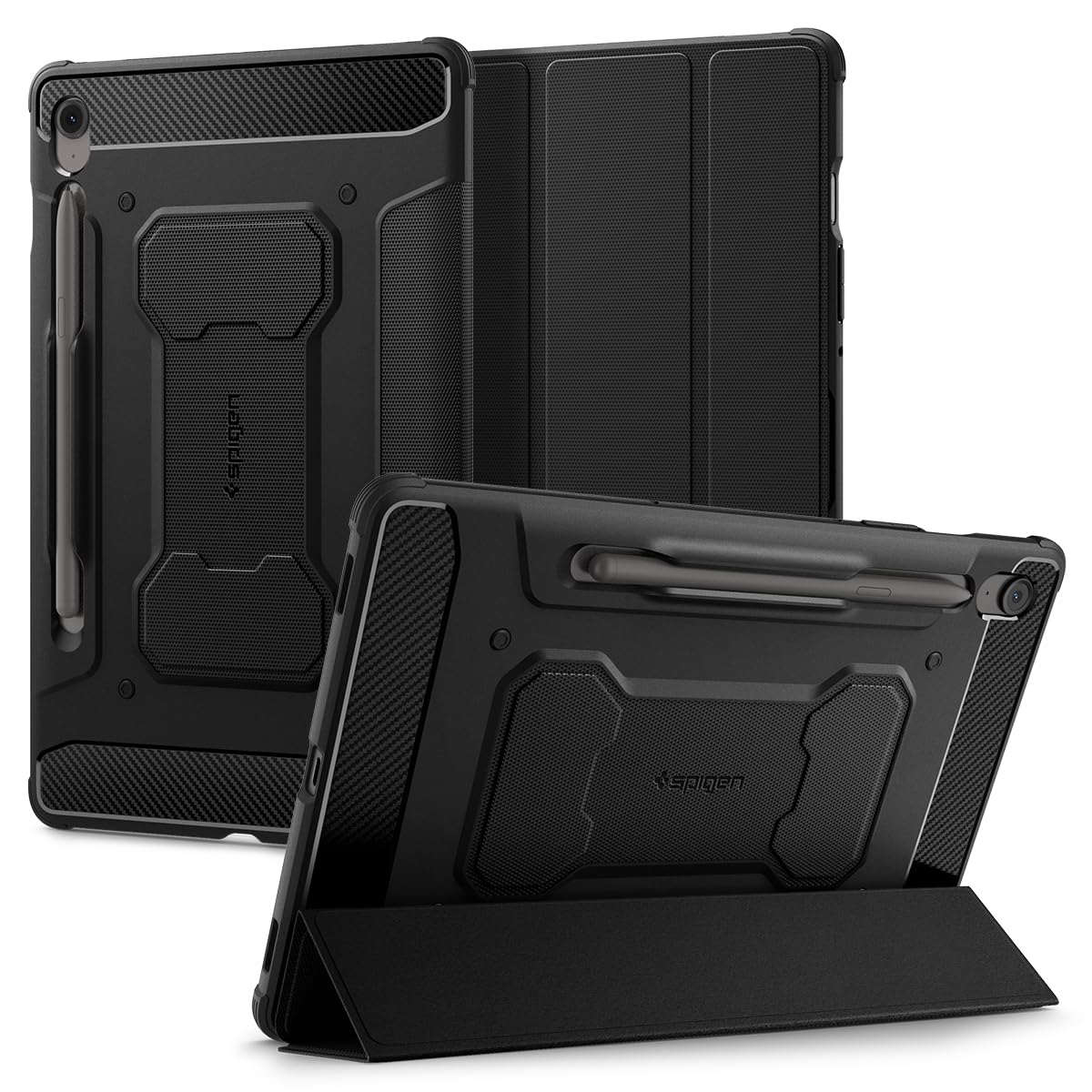 Spigen Galaxy Tab S10 FE+ ケース (2025年モデル) 保護カバー 衝撃吸収 耐衝撃 スタンド 落下防止 ラギッド・アーマー・プロ ACS09381 (ブラック)