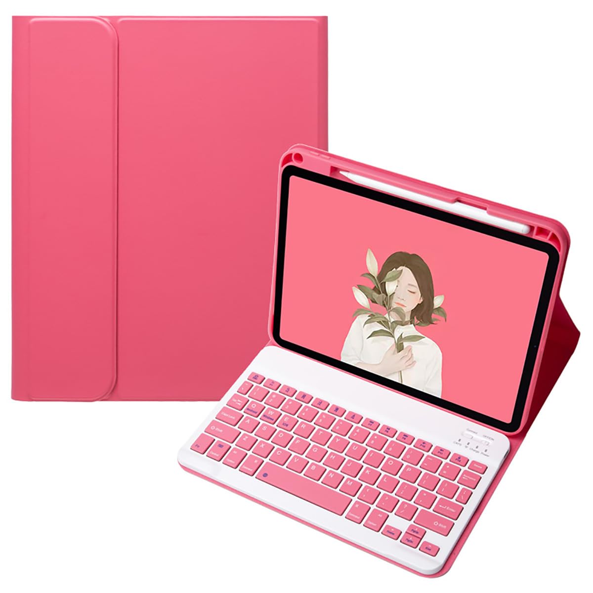 iPad第10時人 2022/iPad (A16) 2025 第11時人 鍵盤付き添い人容れもの 上っ側書き込み保持者 色つや鍵盤磁石分け隔てる式 照明ランプ役立つこと 全面保護すること 濃縮されたさくら色