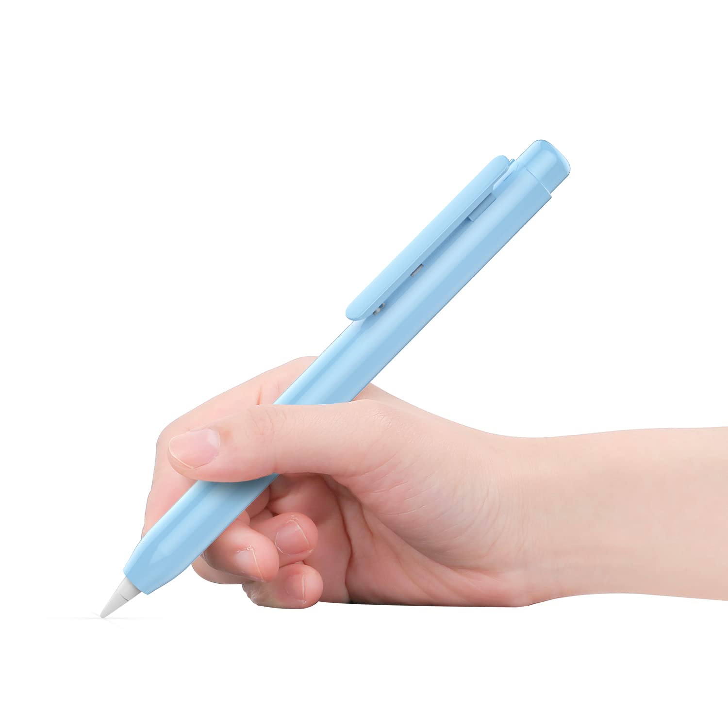 MoKoホルダーケース Apple Pencil 第1世代用 格納式チップキャップ iPad 第10世代 2022 iPad 第9世代 2021 iPad 第8世代 2020 iPad 第6世代 9.7 2018 iPad Mini 第5世代 ペンシルケース ペンシル スカイブルー