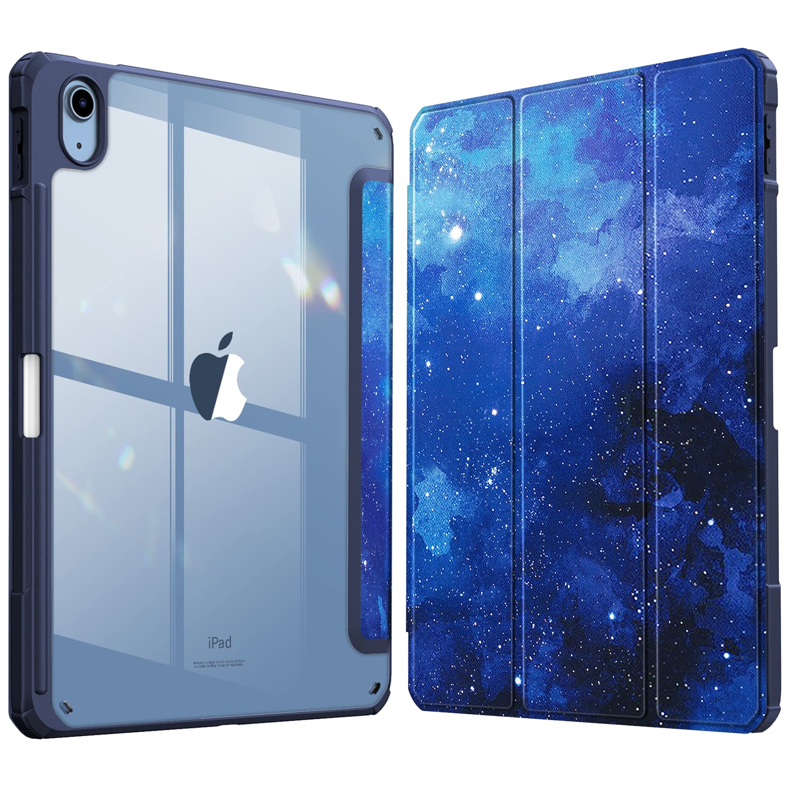 Fintie (フィンティー) ハイブリッド スリムケース 10.9インチ第10世代iPad(2022年モデル)用 - [ペンシルホルダー一体型] 耐衝撃カバー 透明なバックシェル付き 自動ウェイク/スリープ 星空