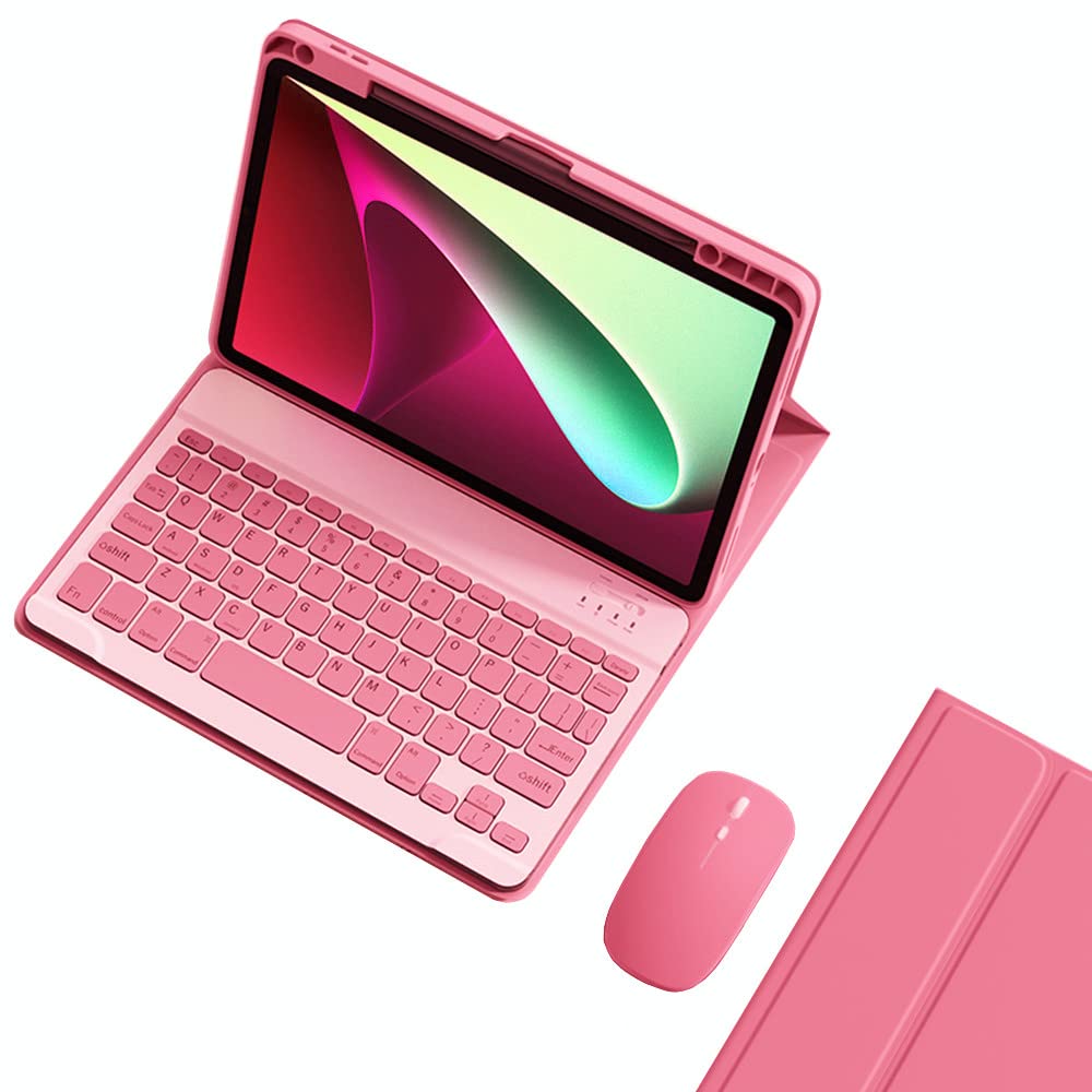 2025 iPad (A16) 11インチ キーボードケース マウス付き 2022 10.9インチ iPad 10世代 キーボード カバー 上側ペンシル収納 マグネット分離式 配色 カラーキーボード 学生 ビジネス 女性 人気,濃いピ