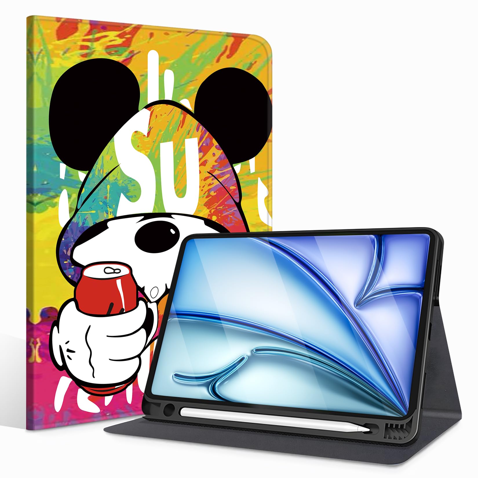 iPad Air 11in 容れもの M2 第6時人 2024専用 書き込み納める 軽さ 薄型 Pencil Pro/USB-C完膚なきまで相応う オートスリープ/ウェイク役立つこと相応う 愛くるしい 一般受けオシャレ 文字記号甲殻 iPad Air 11in