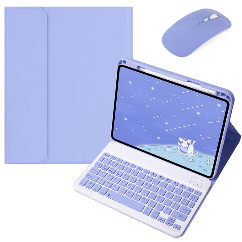 iPad 9 iPad 8 iPad 7 10.2 キーボードケース マウス付き 上側ペンシル収納 iPadAir3 iPadPro10.5 キーボード カバー ワイヤレス マグネット分離式 配色 カラーキーボード 学生 ビジネス 女性 人気 (紫)｜T.M.Bストア