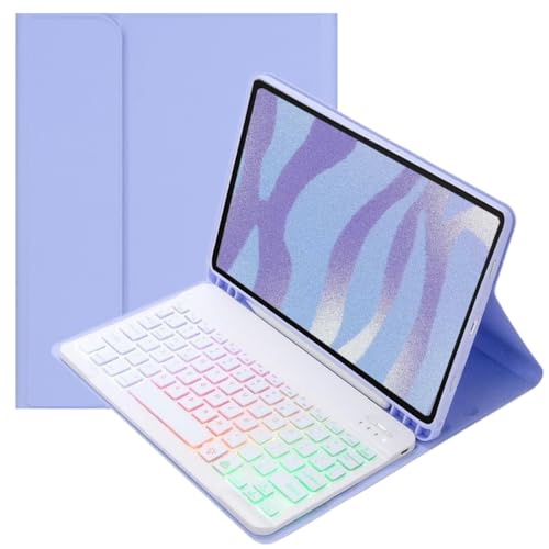 派手うしろ側ともし火付き添い人 iPad6 iPad5 iPad Air Air2 iPad Pro 9.7in 鍵盤入れもの 着飾る 好いたらしい バックライトキーボード 入れもの 磁石引きはなす式 光る鍵盤 教え子 商行為,紫+白