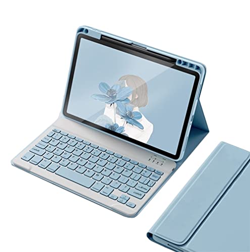 iPad Air 13in M3 M2 鍵盤入れもの 木筆納める申し受ける能力のある iPad Pro 12.9 第6/5/4/3時人 鍵盤 覆いかぶせる 磁石 引きはなす式 色つや鍵盤 成人女性向け 可愛らしい (青み)