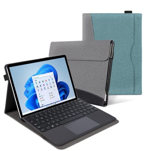 AnMengXinLing Surface Pro 10/Surface Pro 9容れもの 万覚え帳型 書き込み保持者付き添い人 歌留多納める 【鍵盤付も納める能力のある】横くい違い保護すること取りまかなう サーフェスプロ9 Pro10 取りまかなう 照明ランプ役立つこと付き添い人 多角度合わせる能力のある