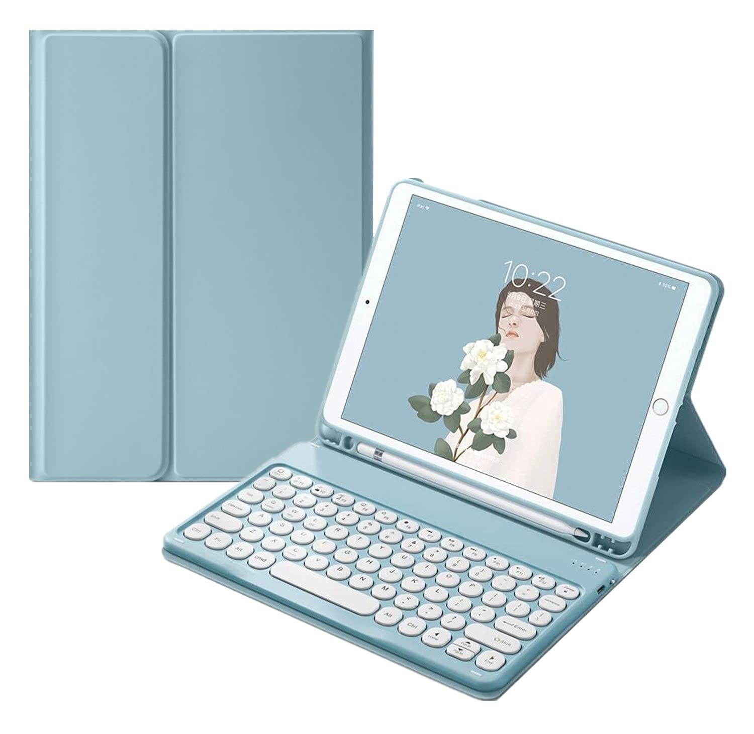 Galaxy Tab S9 FE+ 12.4" キーボードケース 丸型キー 可愛い カラーキーボード Android タブレット ギャラクシー Galaxy Tab S9+ / Tab S8+ / Tab S7+ / S7 FE ケース キーボード付き 丸いキー マグネット 分離式,｜T.M.Bストア