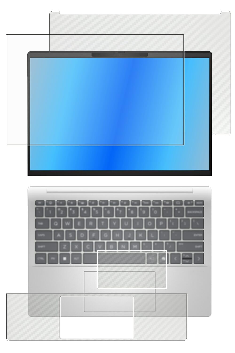 [4点セット(画面+天板+パームレスト+タッチパッド)] ClearView HP Pavilion Aero 13-bg 13-bg0000 2024年モデル 13.3インチ用 [マット 反射低減] 液晶 保護 フィルム＋カーボン調 保護フィルム 日本製