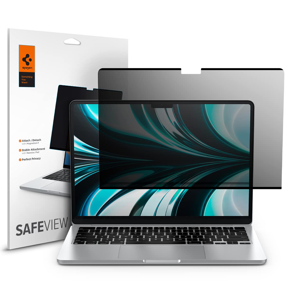 Spigen MacBook Air M4 2025 13.6インチ 覗き見防止フィルム MacBook Air M3/ M2 13.6" 対応 マグネット式 フィルター 保護フィルム 1枚入 AFL06253｜T.M.Bストア