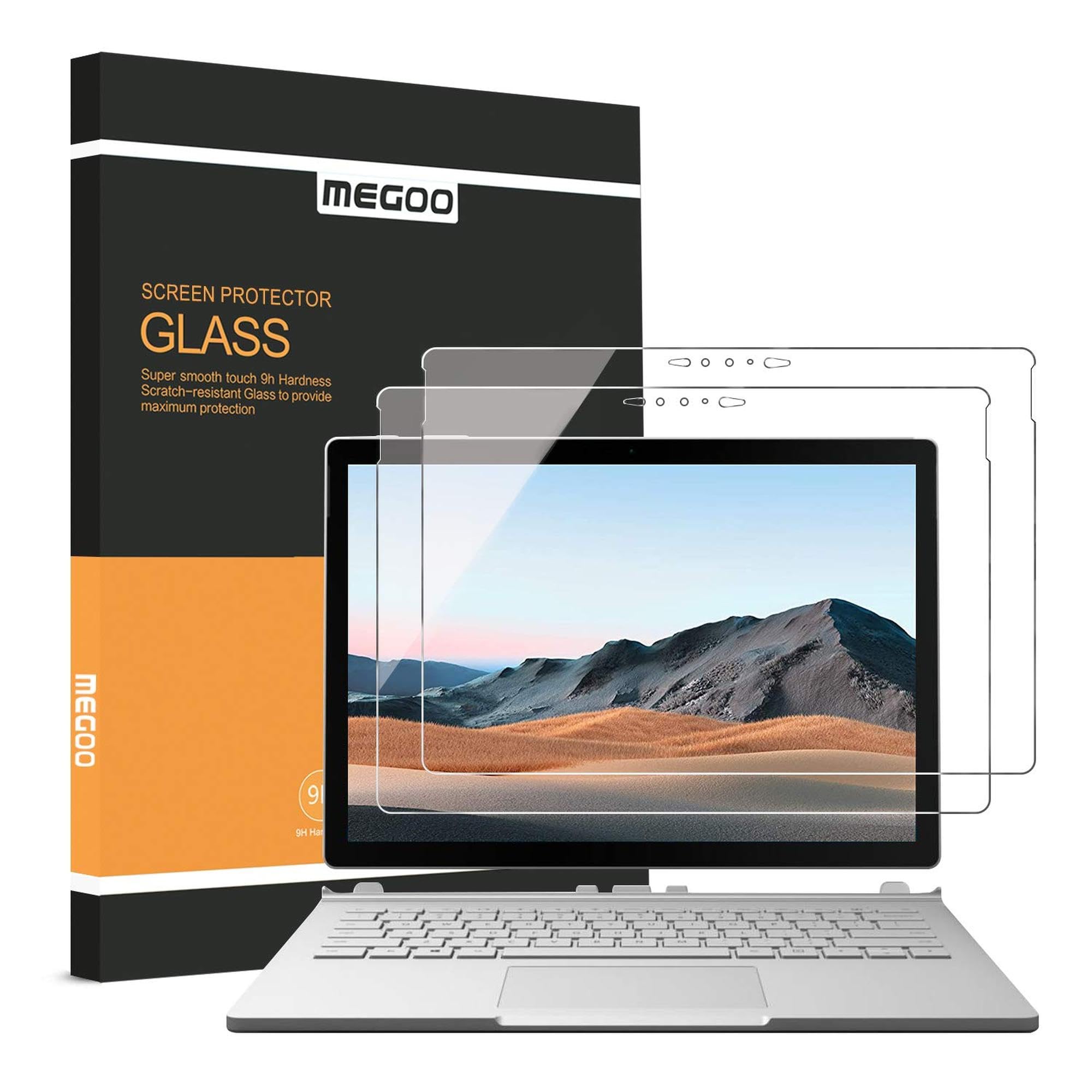 【2枚入り口・入口】MEGOO Surface Book 3 液晶防御すること写真フィルム 貼り付ける飾り気の無い 高硬度9H, サーフェス 書き付け3 （13.5 in）に相応う 防御すること瑠璃 強化因子瑠璃