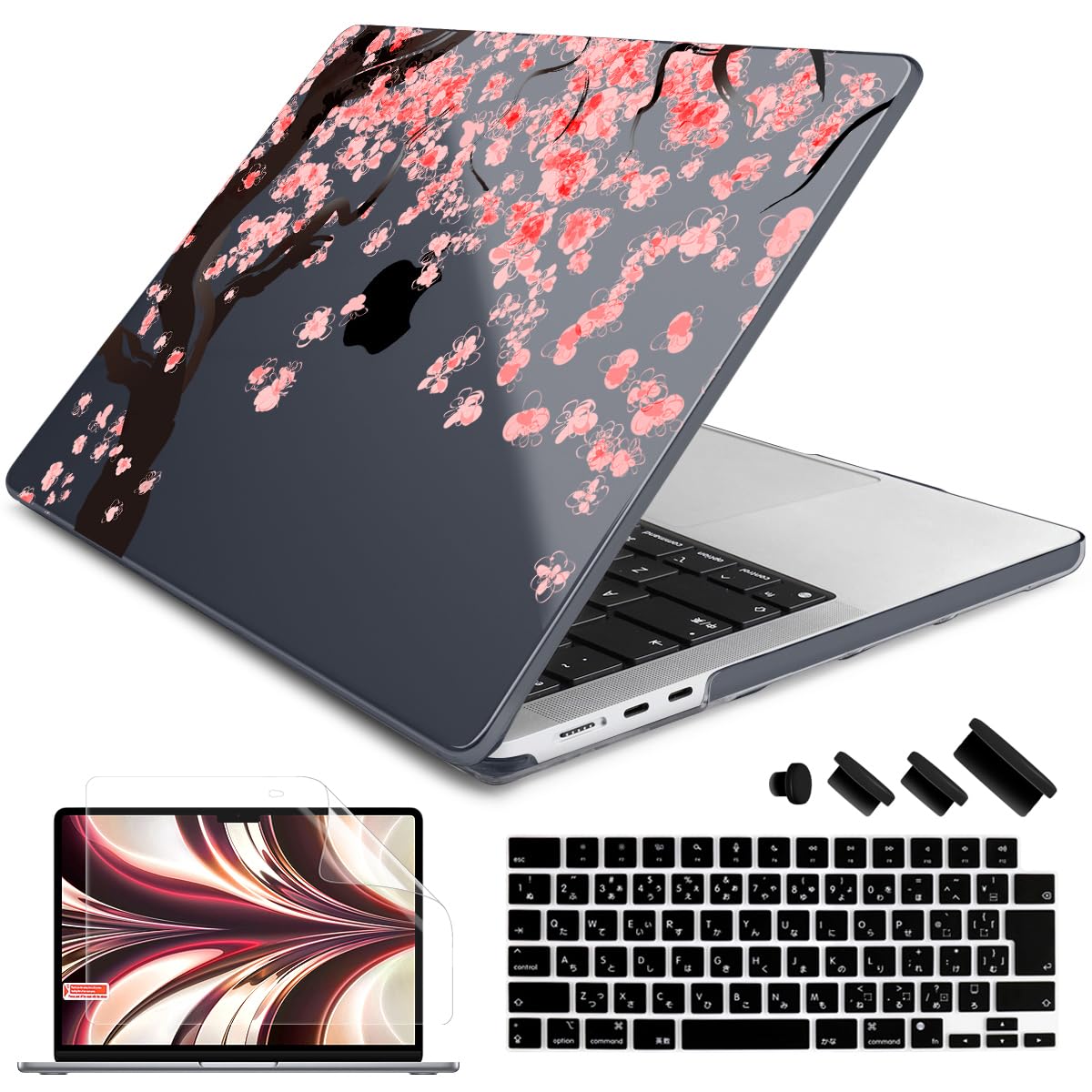 Batianda 2023発売MacBook Air 15 M2 A2941専用 軽さ持ちはこぶ保護すること容れもの+映写幕保護すること写真フィルム+日本語鍵盤取りまかなう さくら