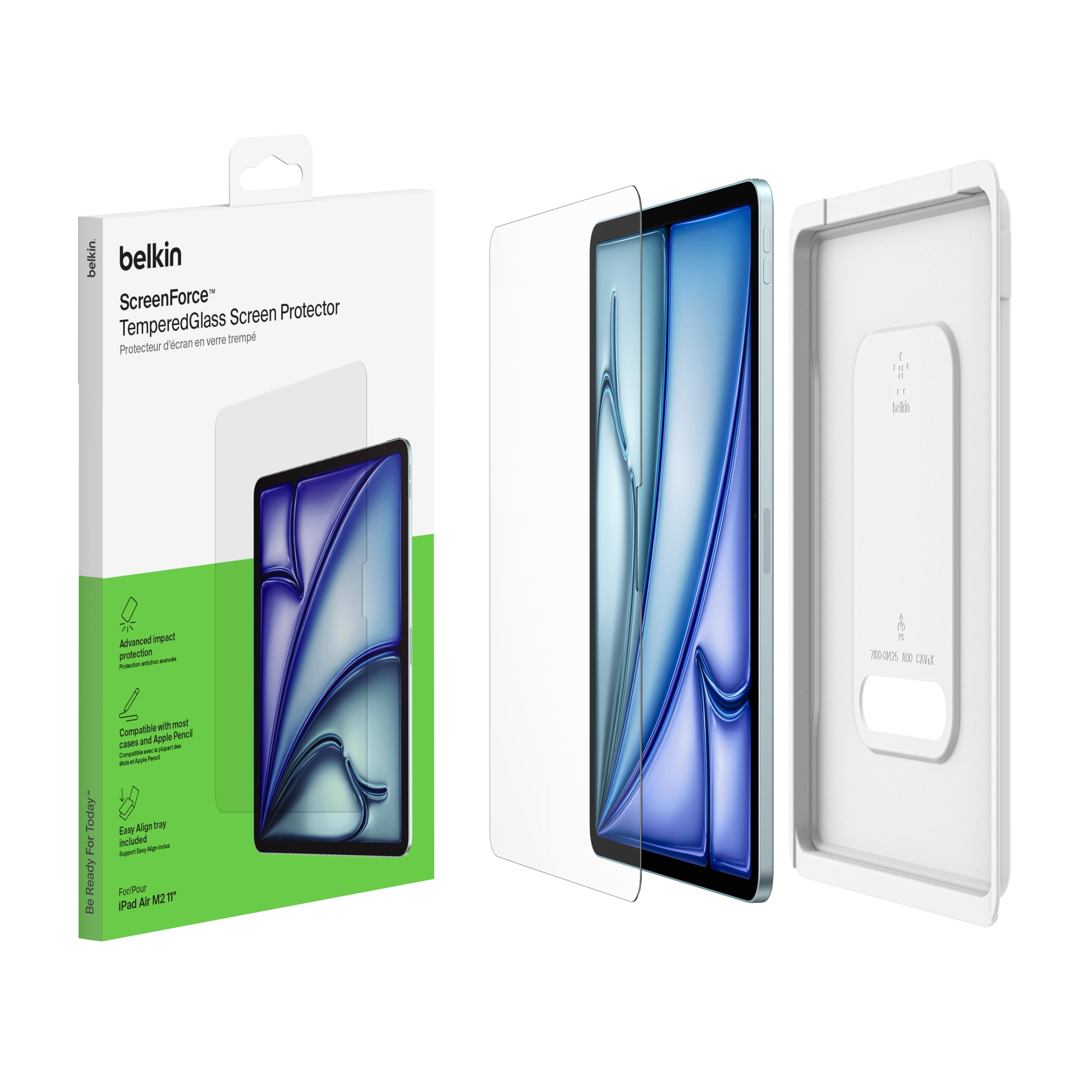 Belkin ガイド枠付き ガラスフィルム iPad Air 11インチ用 フィルム M2 強化 ガラス 指紋防止 保護フイルム アイパッド エアー OVI007fq