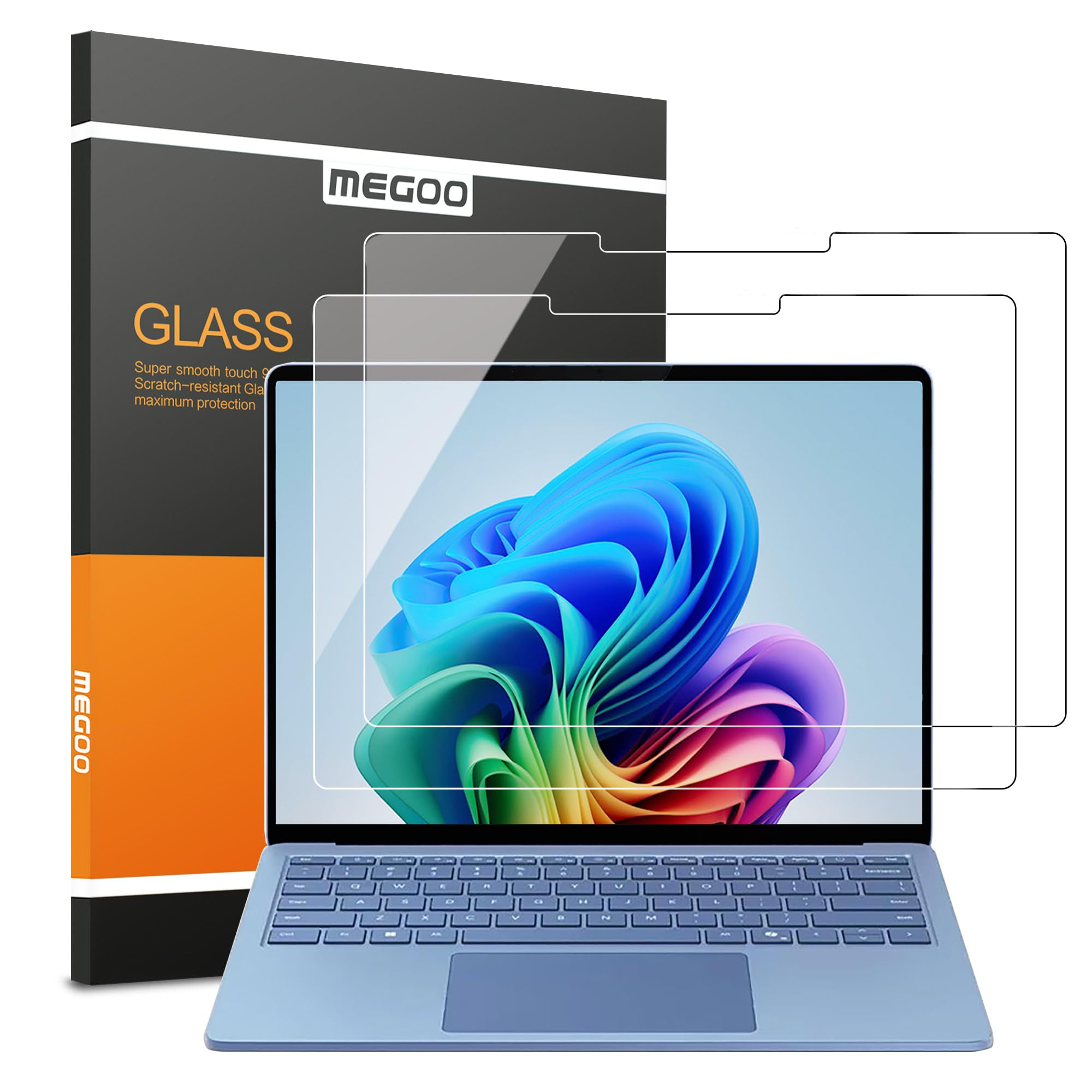 MEGOO 2枚書き割り- マイクロソフトSurface Laptop 7 (2024年、15in） 用 強化因子ガラスフルーム? 耐傷性、固定ディスク高変速機、Surface Pen 相応う