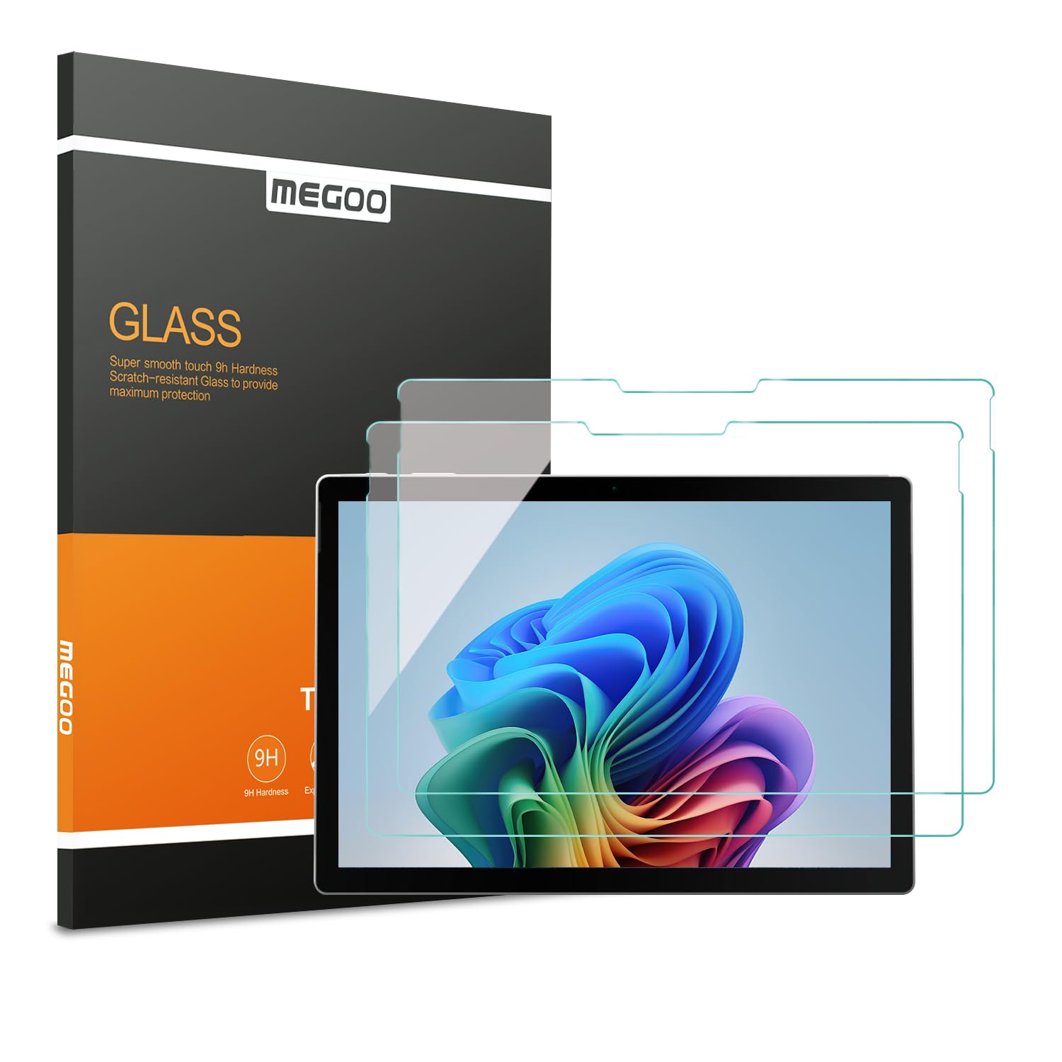 Megoo Surface Pro 11/10/9/8/X 用 強化因子ガラスフイルム - ブルーライトカット, 9H 硬度、傷押しとどめる、飾り気の無い取り付け、高感じやすさ触れ合う