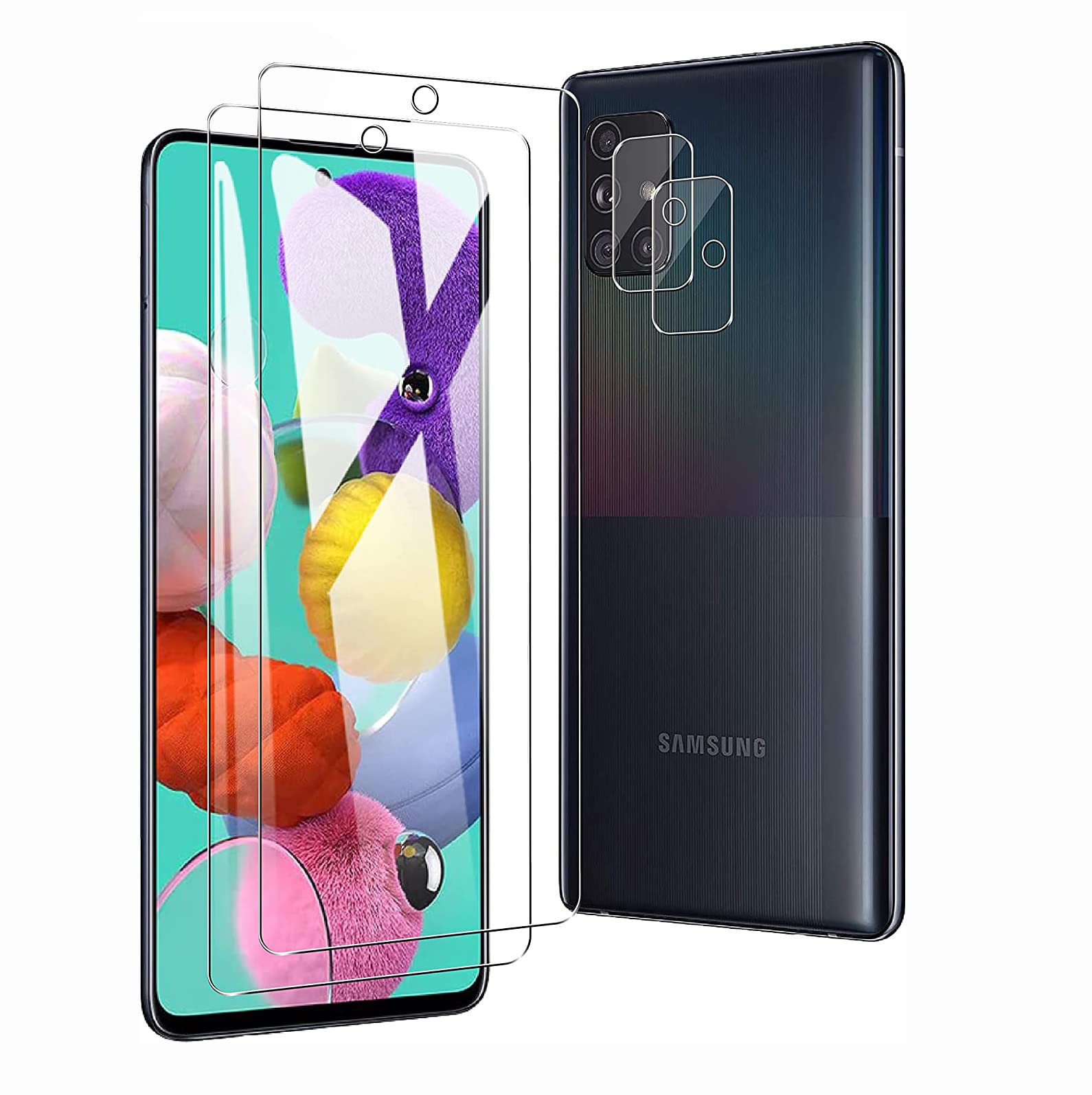 Seninhi(セニンヒ) Samsung Galaxy A51 5G用強化ガラススクリーンプロテクター HDクリア 傷防止 気泡防止 ドッキング中も動作 硬度9H 厚さ0.3mm ウルトラクリア 飛散防止 3+2枚パック