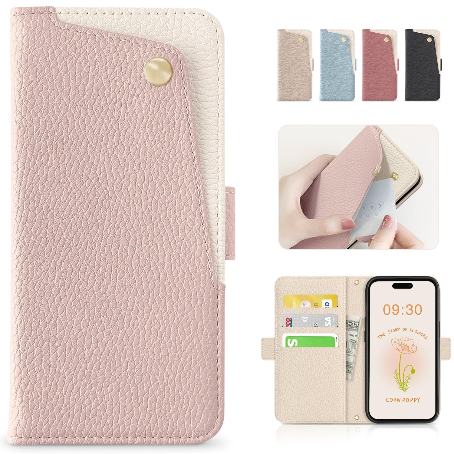 CASSYOOK for いphone15plus ケース 手帳型 iphone 15 plus ケース カバー カードポケット付き iphone15プラス ケース 全面保護 アイホン15プラスケース カード収納 横置きスタンド機能 高級PUレザー おし