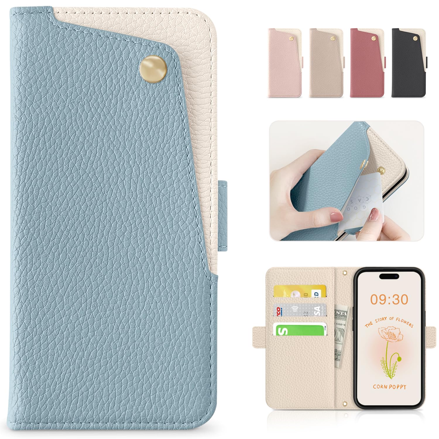 CASSYOOK for いphone15plus ケース 手帳型 iphone 15 plus ケース カバー カードポケット付き iphone15プラス ケース 全面保護 アイホン15プラスケース カード収納 横置きスタンド機能 高級PUレザー おし