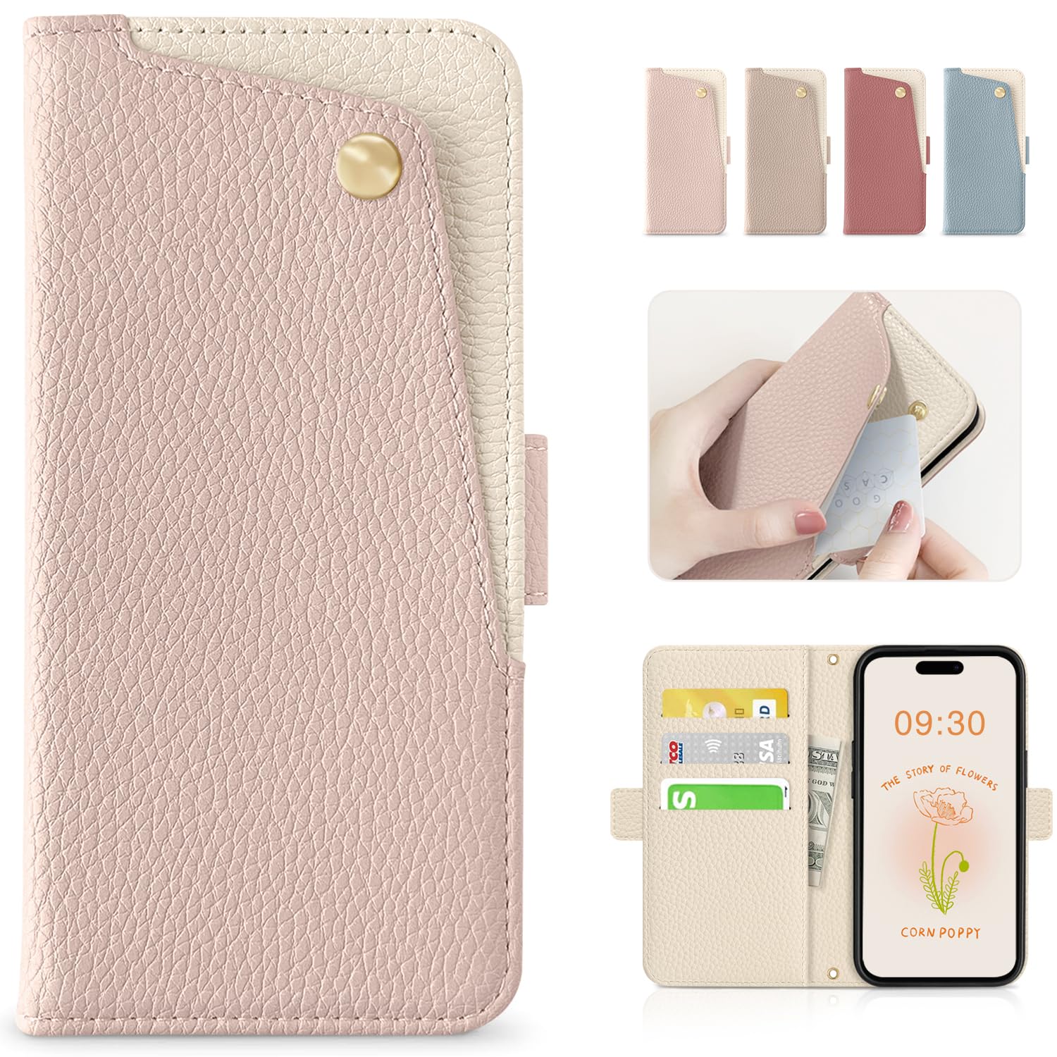 CASSYOOK 適用 iPhone 15 ケース 手帳型 おしゃれ iPhone15 手帳型ケース 携帯カバー アイフォン 15 ケース カード収納 スタンド機能 あいほん 15 ケース手帳型 シンプル 軽量 耐衝撃 レディース 高級P