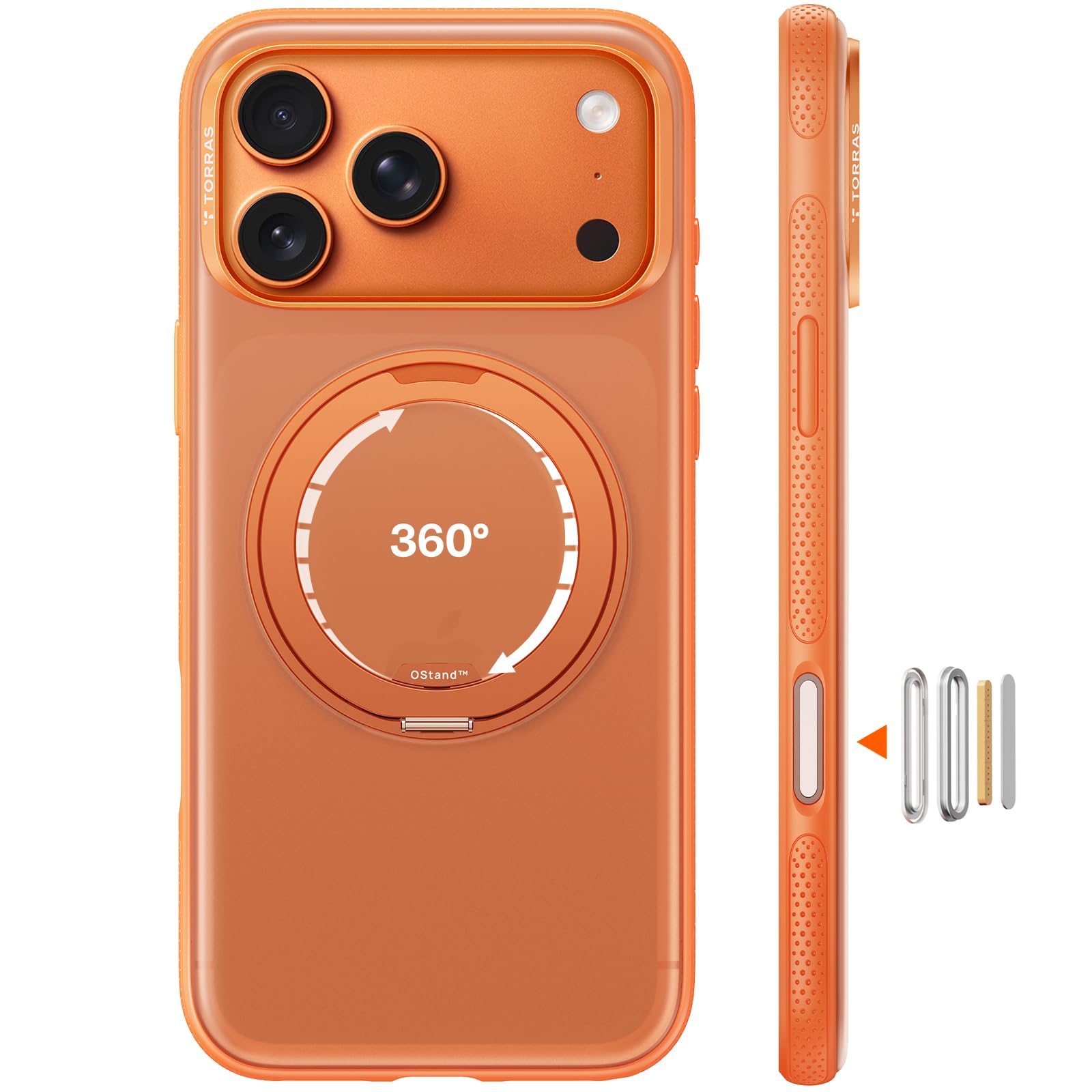 TORRAS iPhone 17 Pro Max 用ケース 【カチカチ・多機能360度回転スタンド】リング Ostand O3 Fitness MagSafe対応 米軍MIL規格耐衝撃 スタンド 指紋防止 黄変防止 カメラコントロールボタン付き ストラッ