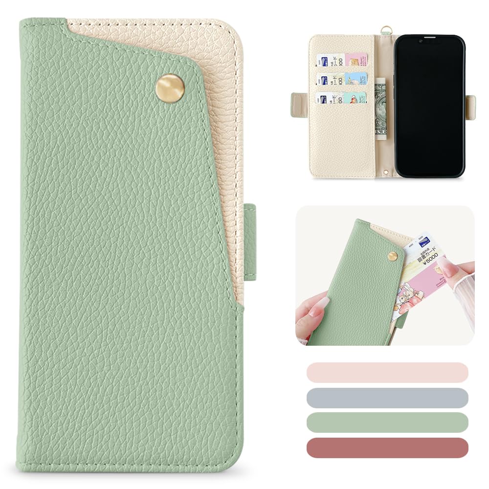 MAGICASE for いphone12 ケース 手帳型 可愛い iPhone12ケース手帳型 おしゃれ iPhone12Pro ケース 手帳型 上品 衝撃吸収 軽量 スマホケースiphone12 シンプル カード収納 スタンド機能 アイホン12ケース手