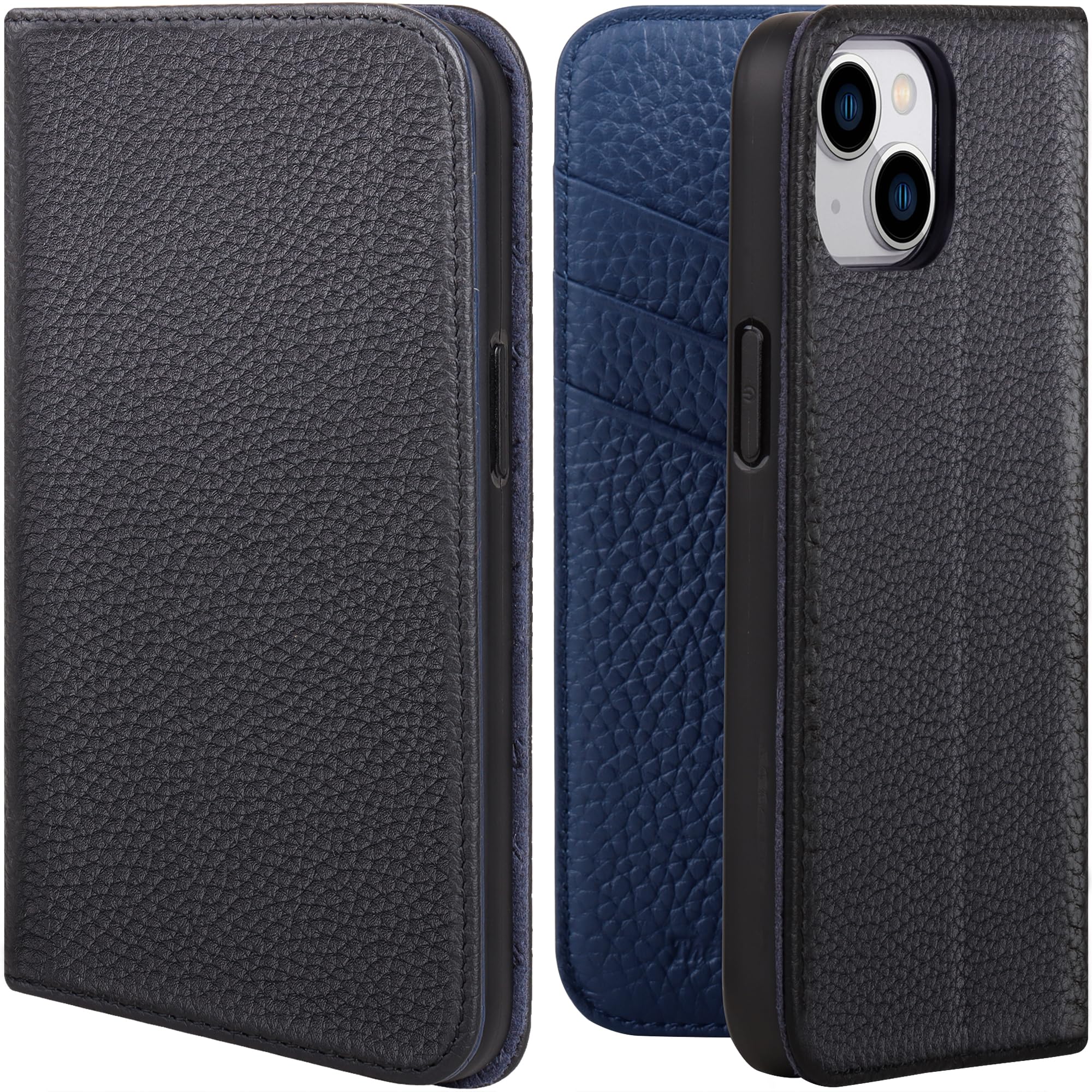 VISOUL iPhone13 容れもの 万覚え帳型 本革 アイフォン13 容れもの なめし革 スマホケース iPhone 13 相応う 万覚え帳容れもの 歌留多納める 持ちはこぶ容れもの 全面保護すること 磁石 横置き照明ランプ シュリンクレザー 6.1in
